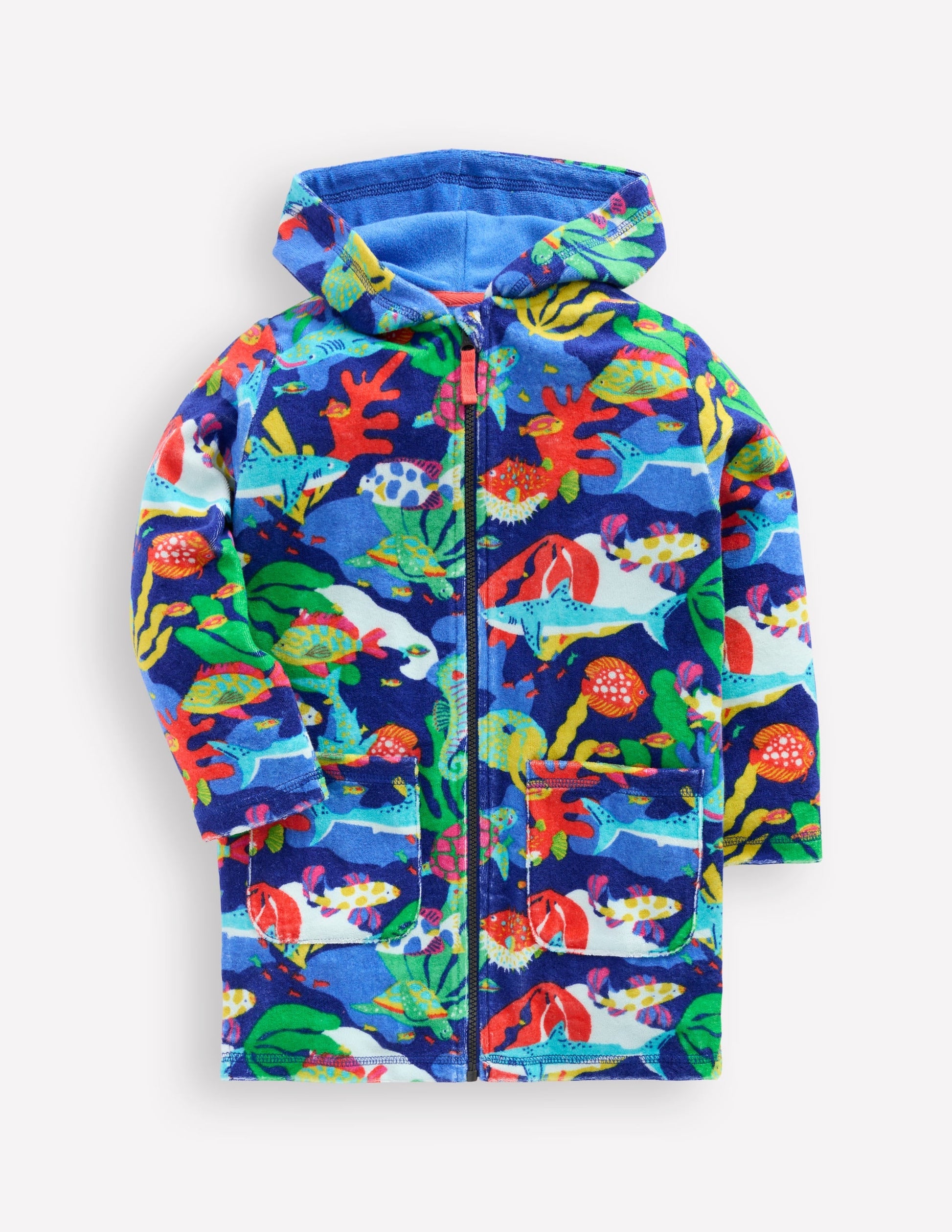 Towelling Zip-Up Throw-On-Multi Coral Reef-1