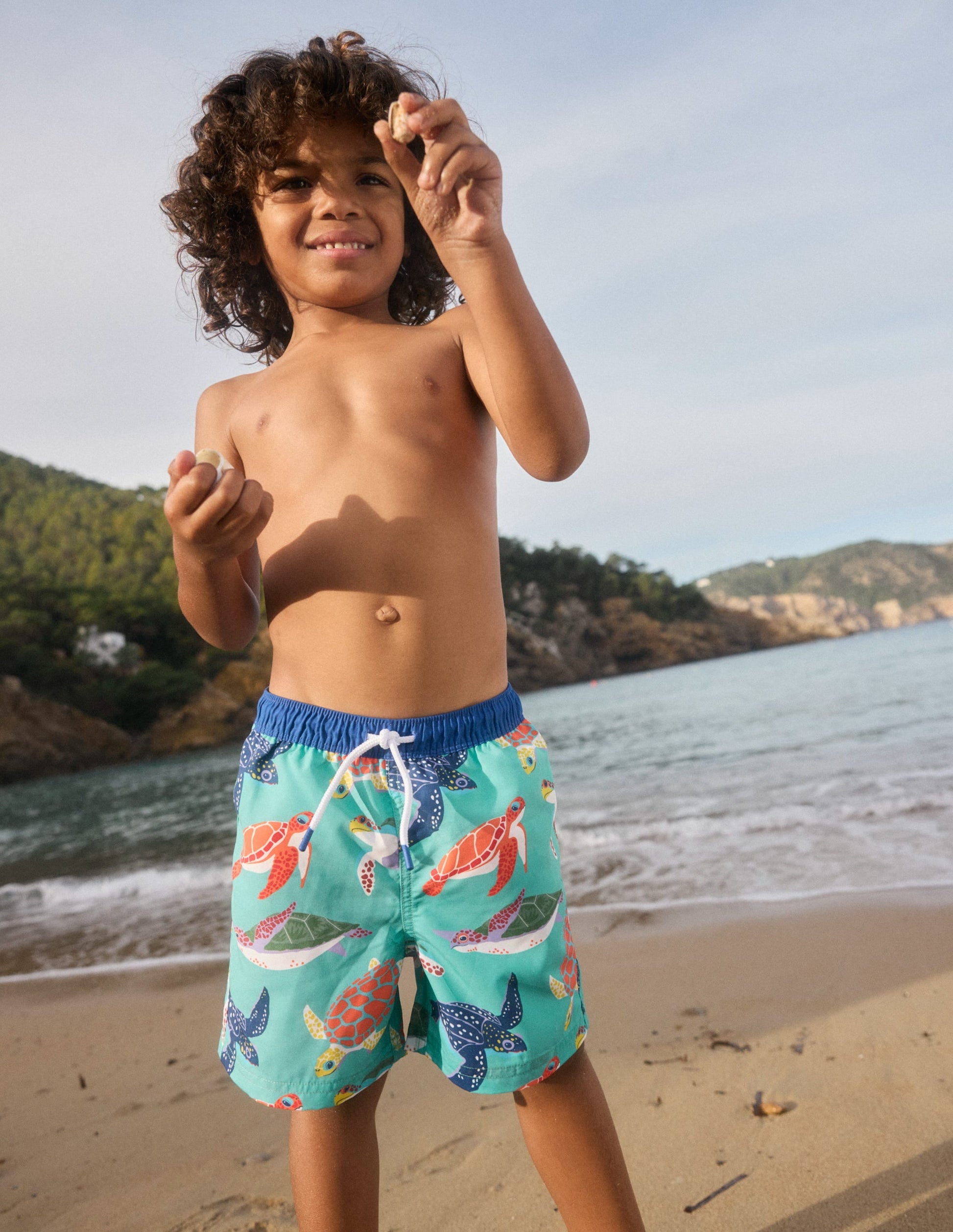 Swim Shorts-Aqaumarine Blue Turtles-1