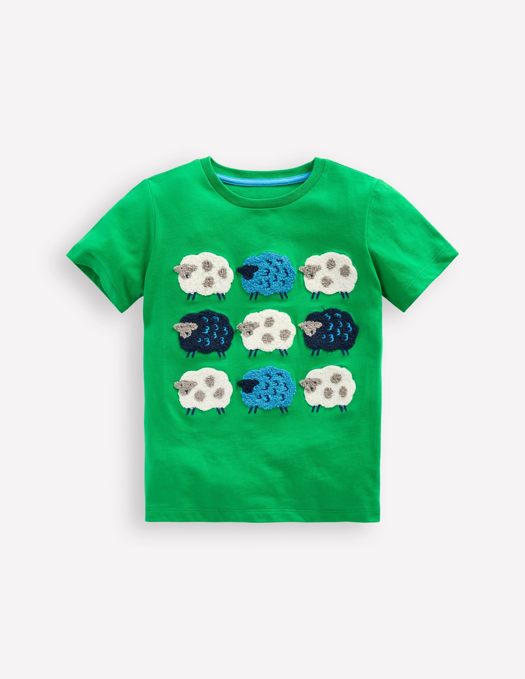 Short Sleeve Bouclé T-shirt-Sapling Green Sheep - Image 4