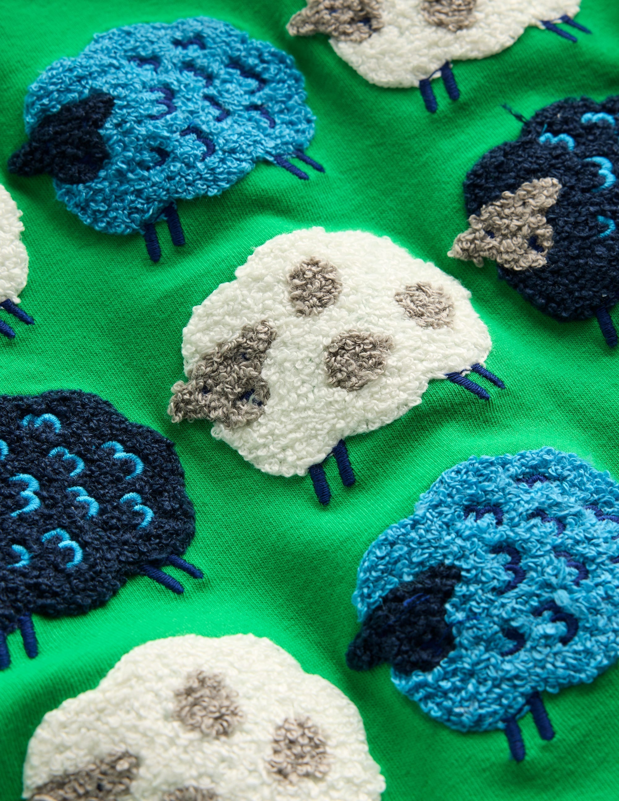 Short Sleeve Bouclé T-shirt-Sapling Green Sheep - Image 6