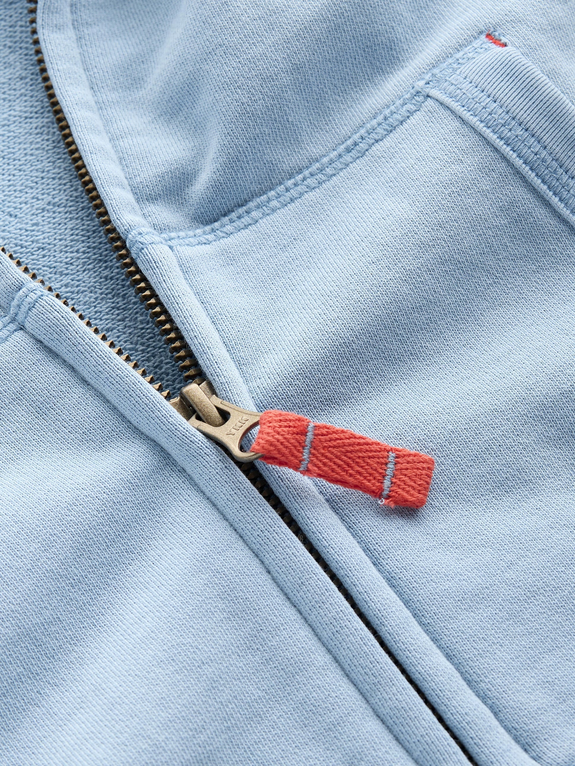 Garment Dye Zip Up Hoodie-Glacier Blue-3