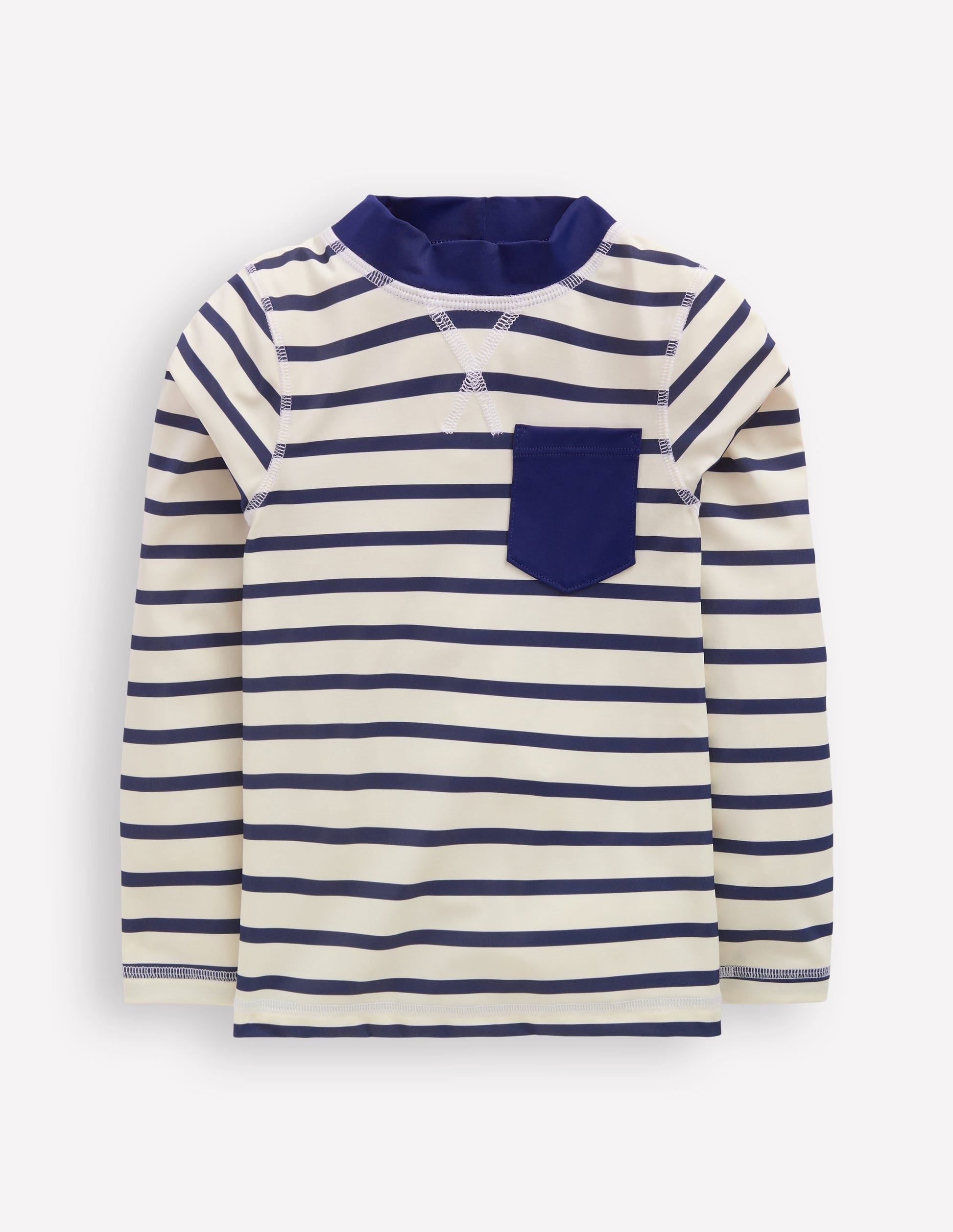 Sun Safe Breton Rash Vest-College Navy/ Ivory Stripe-1