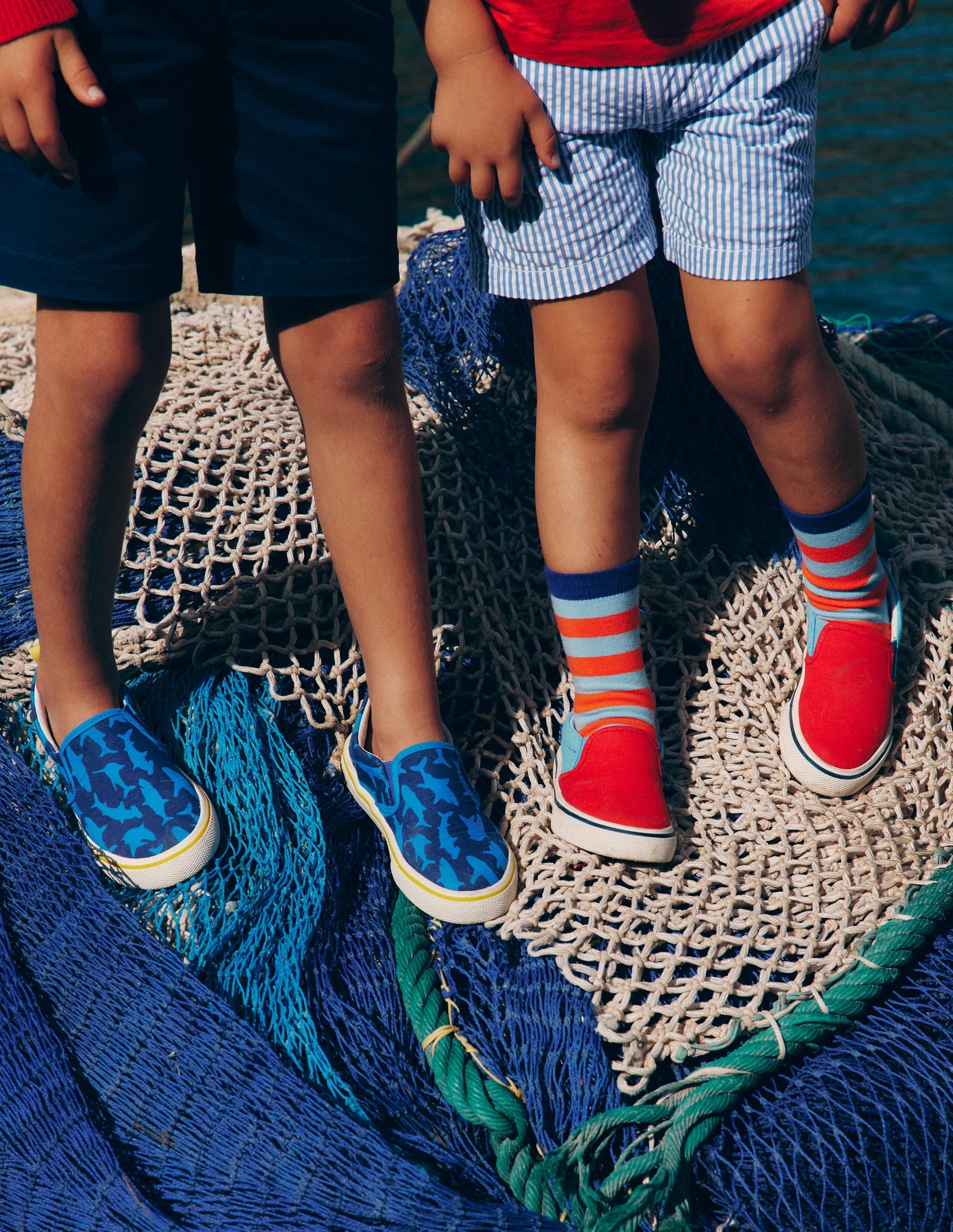 Canvas Slip-Ons-Starboard Blue Sharks - Image 1