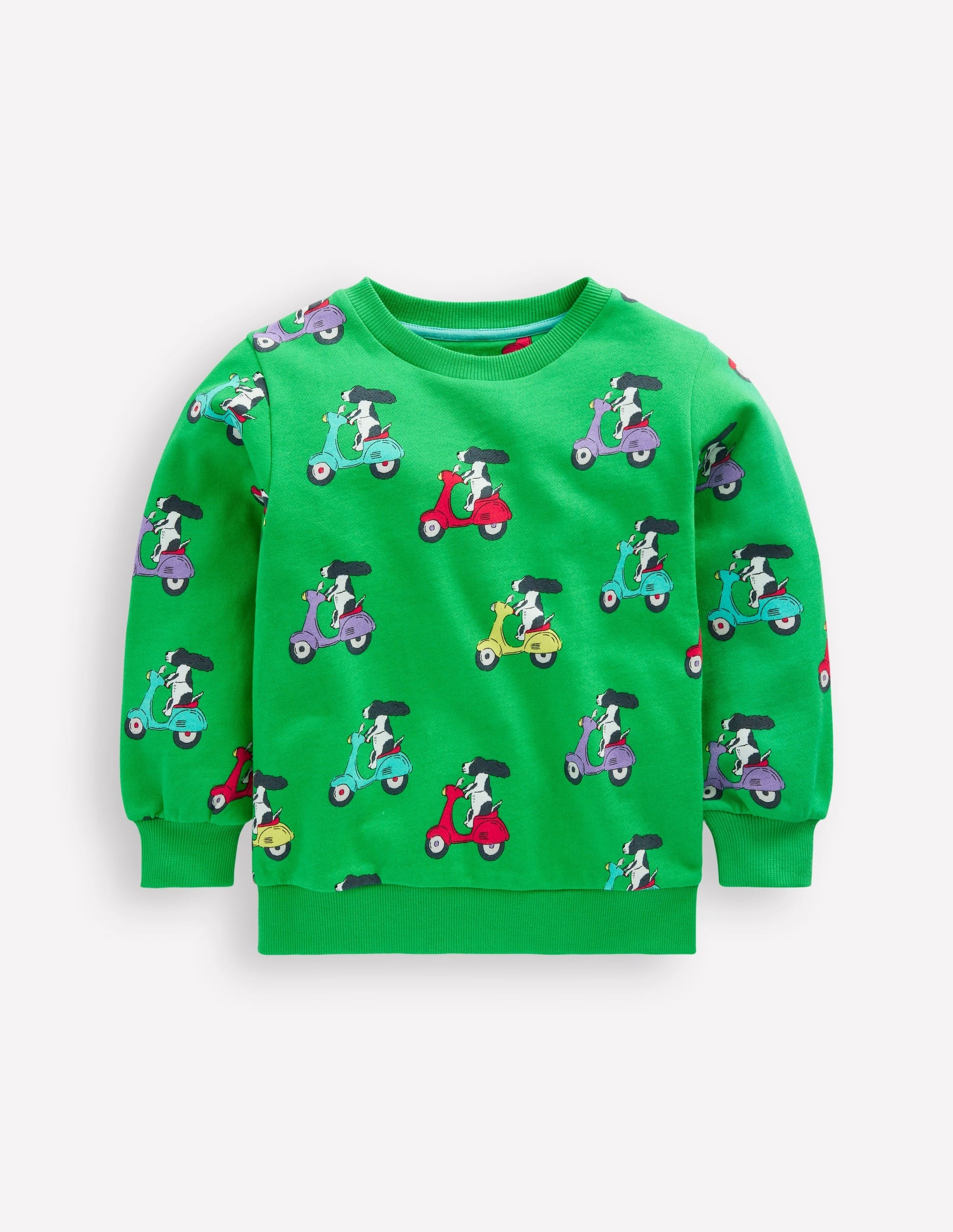 Printed Sweatshirt-Sapling Green Puppy Scooter-1