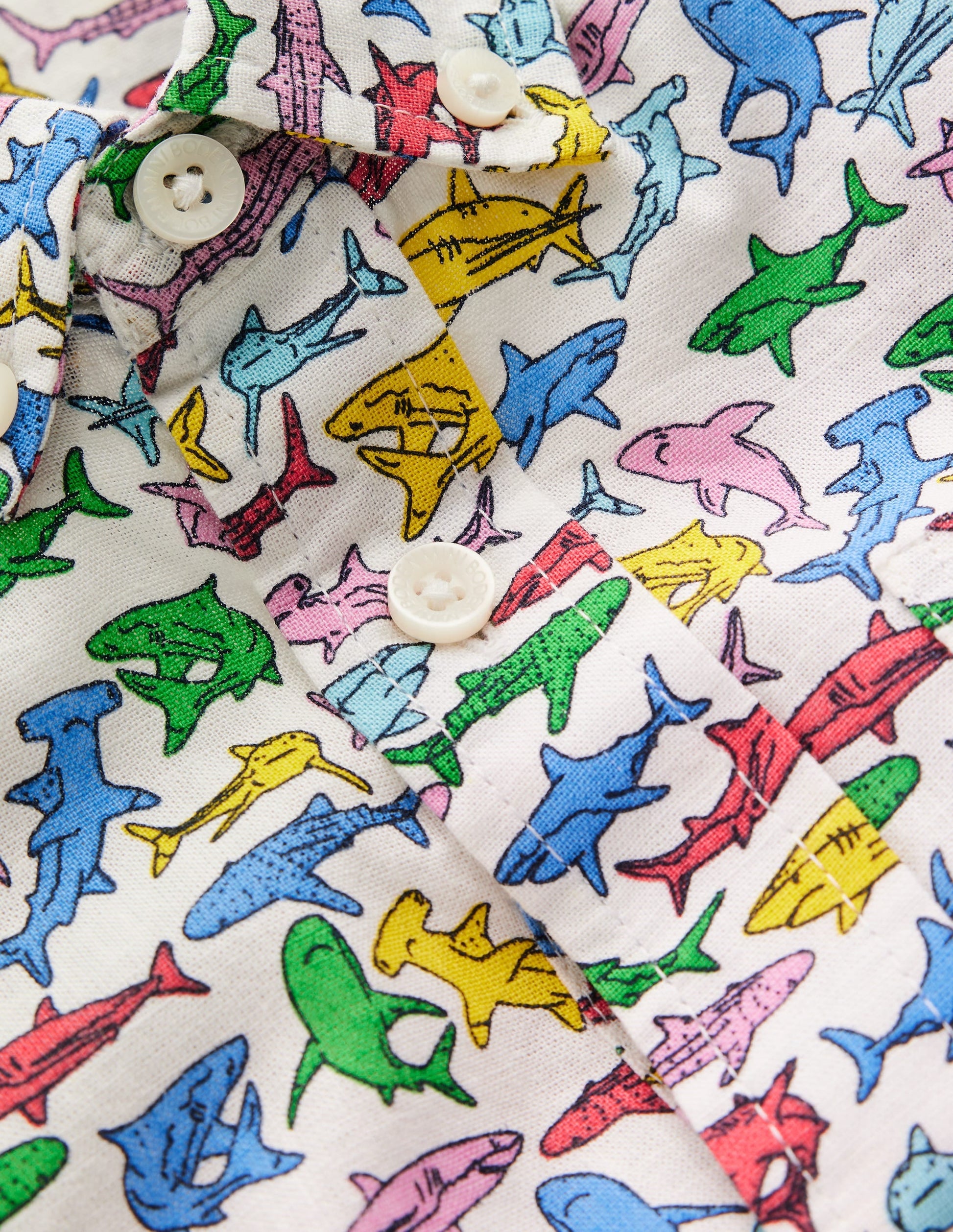 Cotton Linen Shirt-Multi Sharks-4