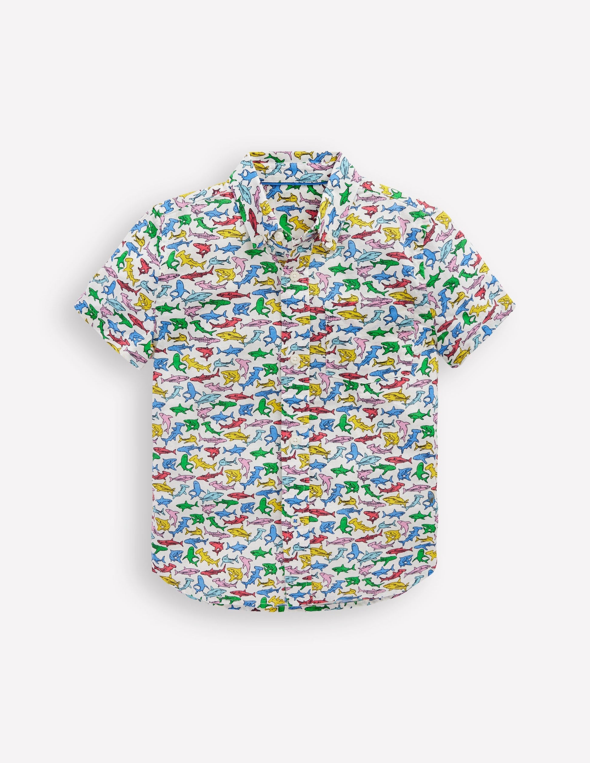 Cotton Linen Shirt-Multi Sharks-2
