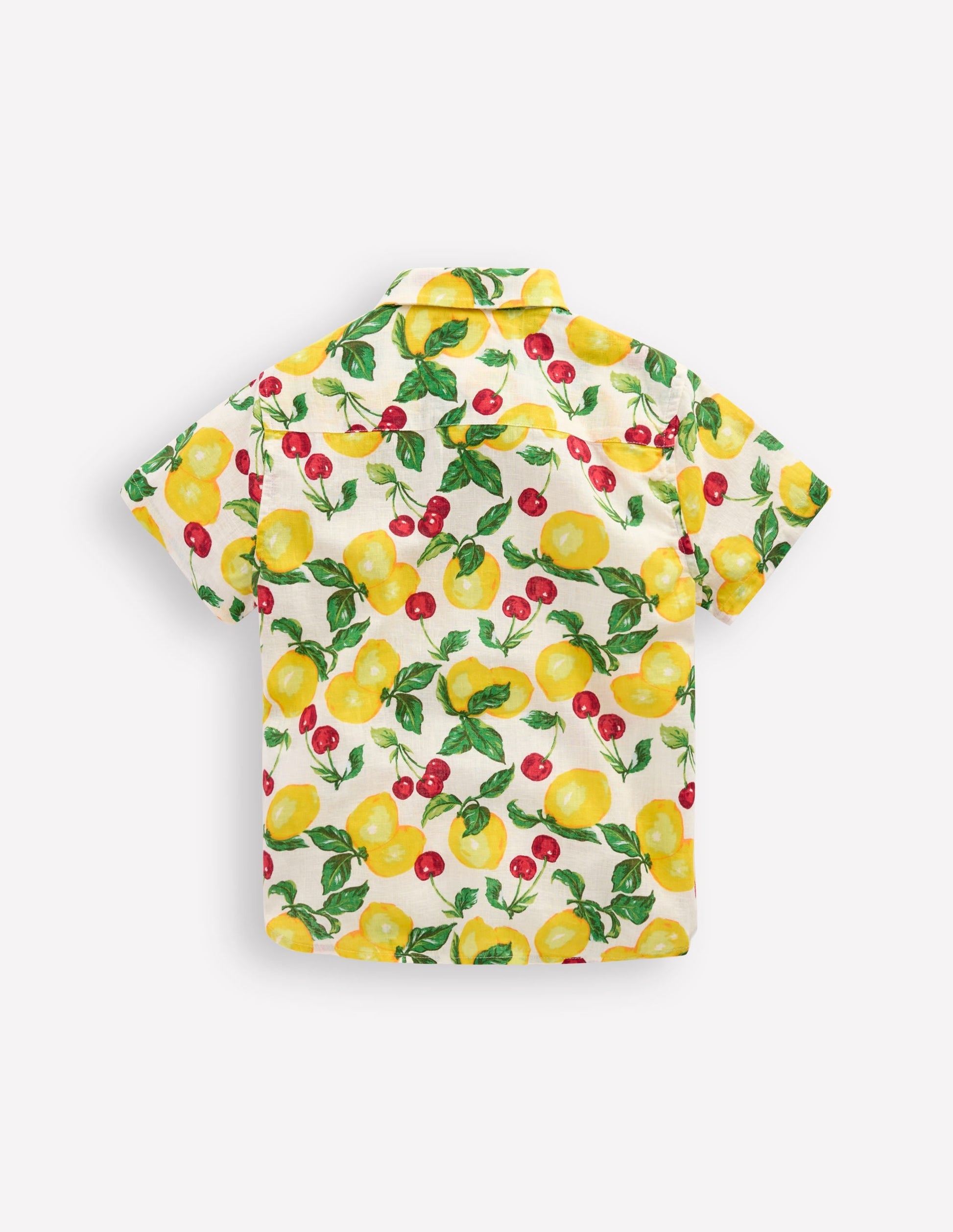 Cotton Linen Shirt-Soft Ivory Lemons and Cherries-2