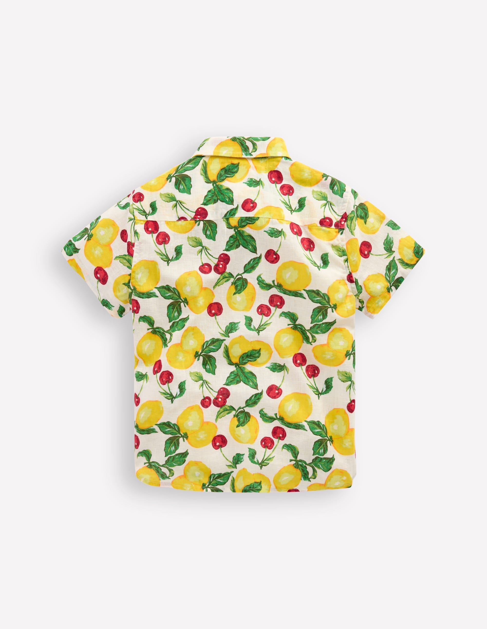Cotton Linen Shirt-Soft Ivory Lemons and Cherries - Image 2