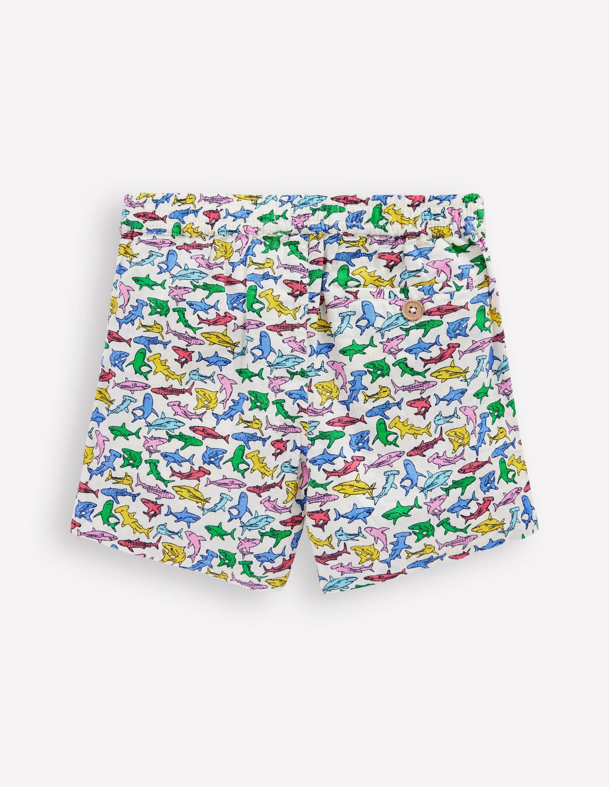 Cotton Linen Shorts-Multi Micro Sharks-3