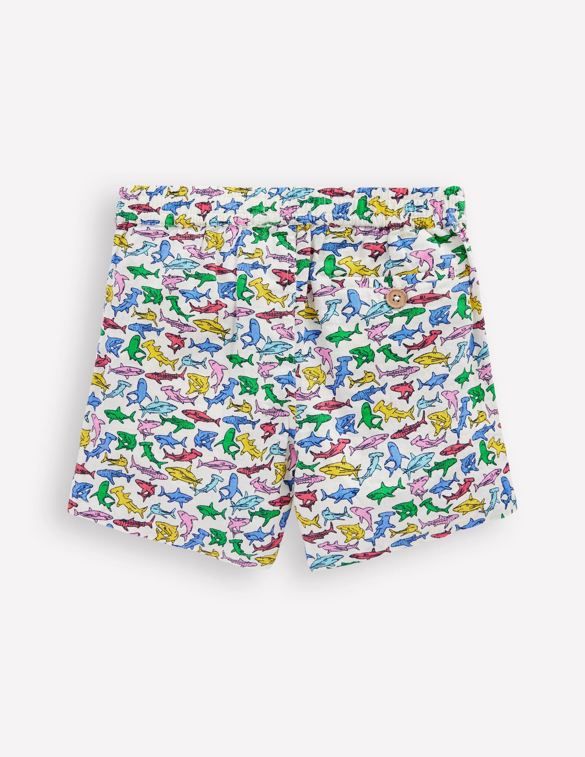 Cotton Linen Shorts-Multi Micro Sharks - Image 3