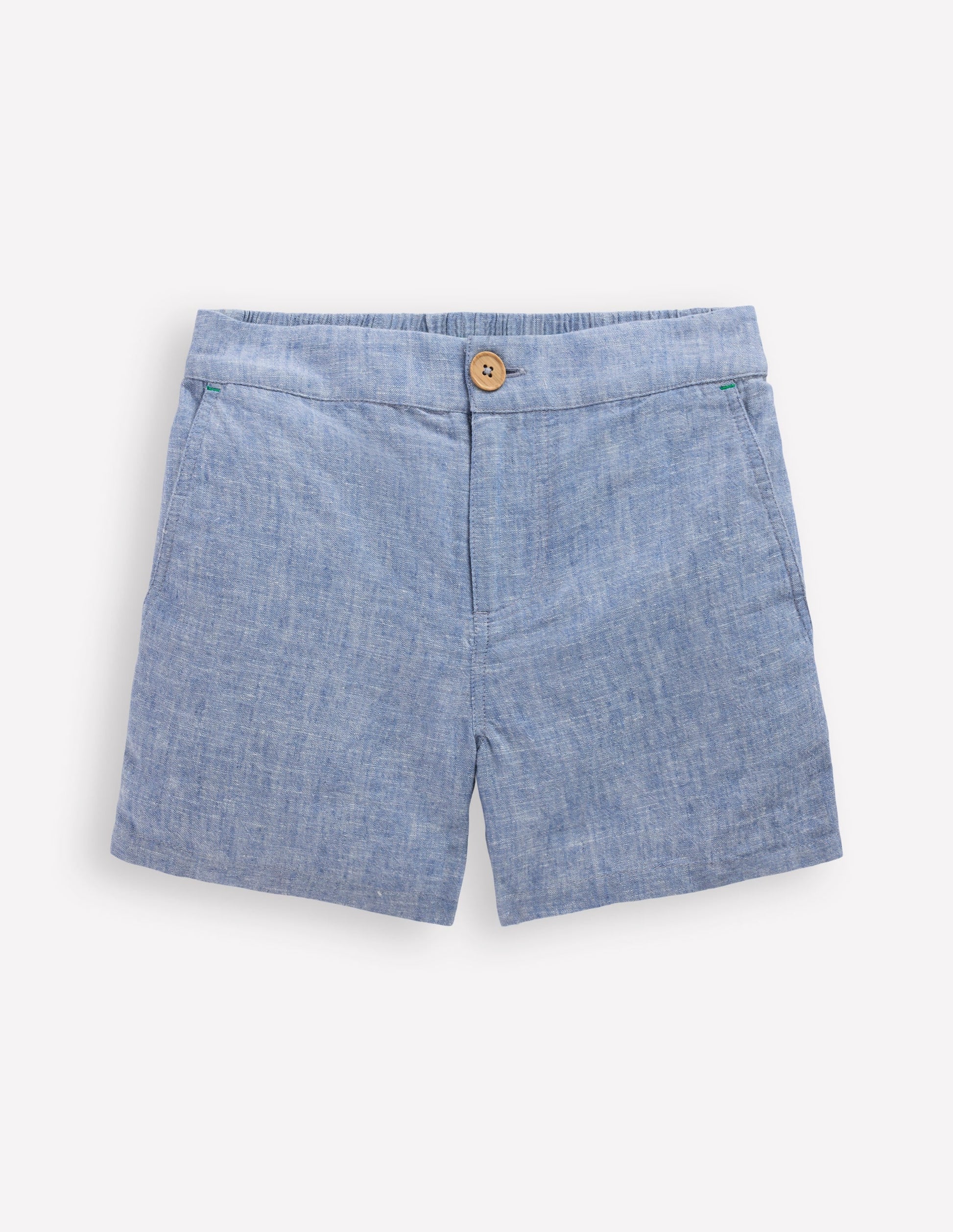 Cotton Linen Shorts-Chambray-1