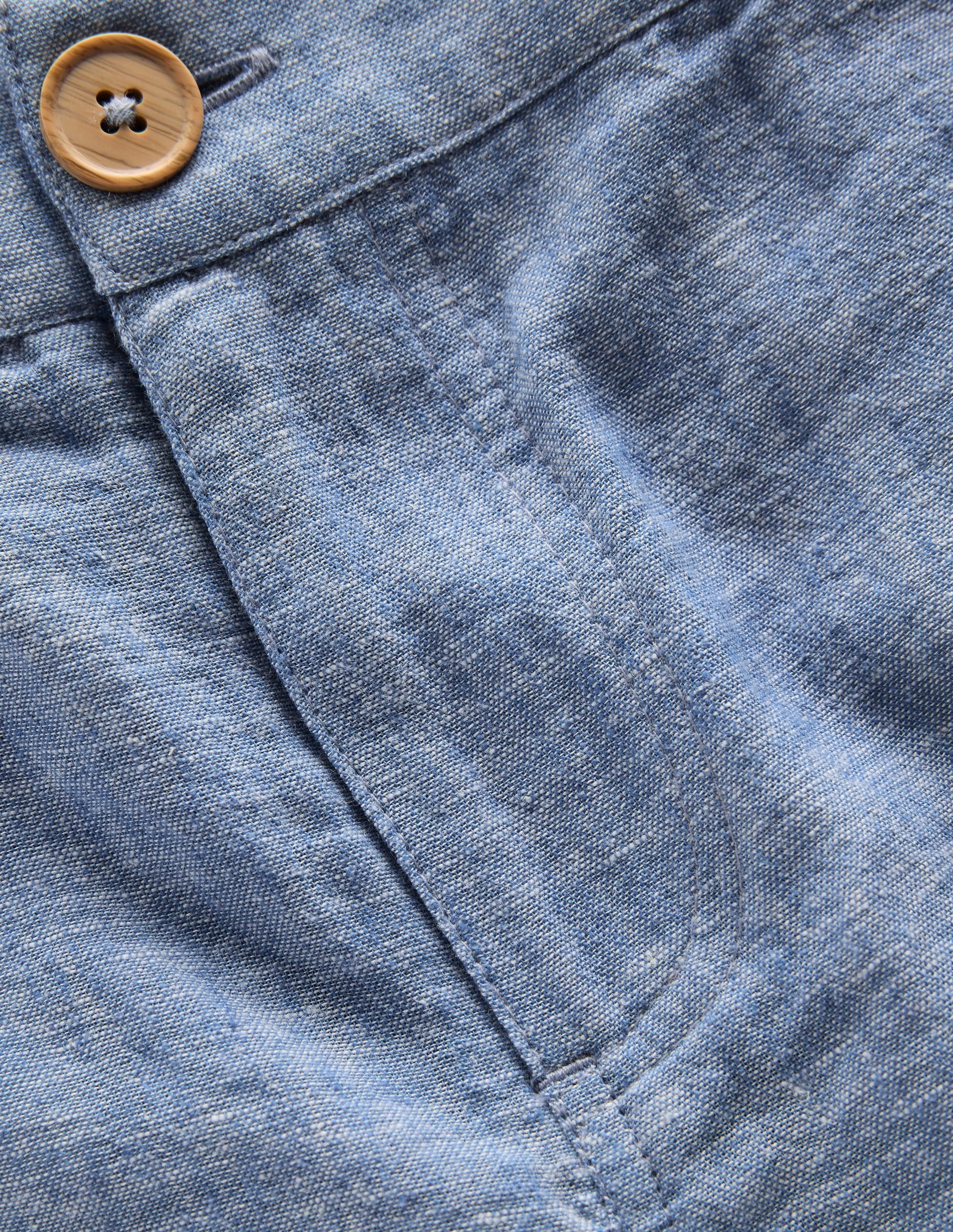 Cotton Linen Shorts-Chambray-3