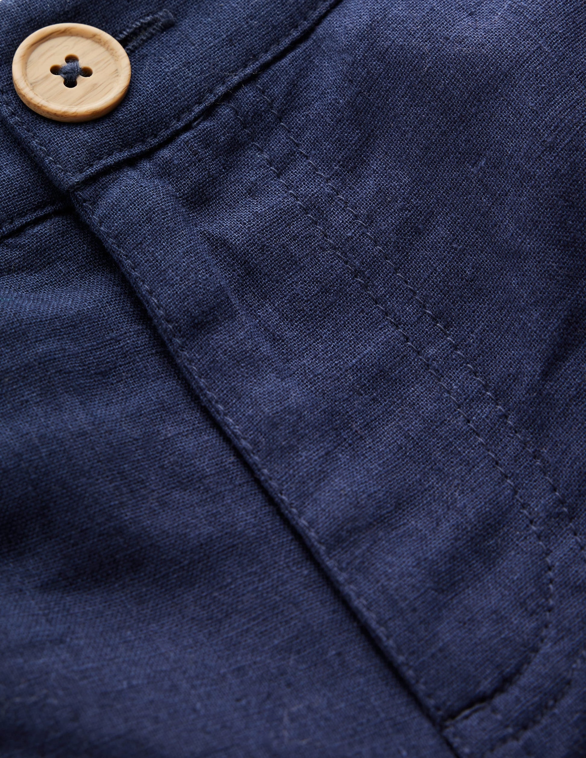Cotton Linen Shorts-Navy-3