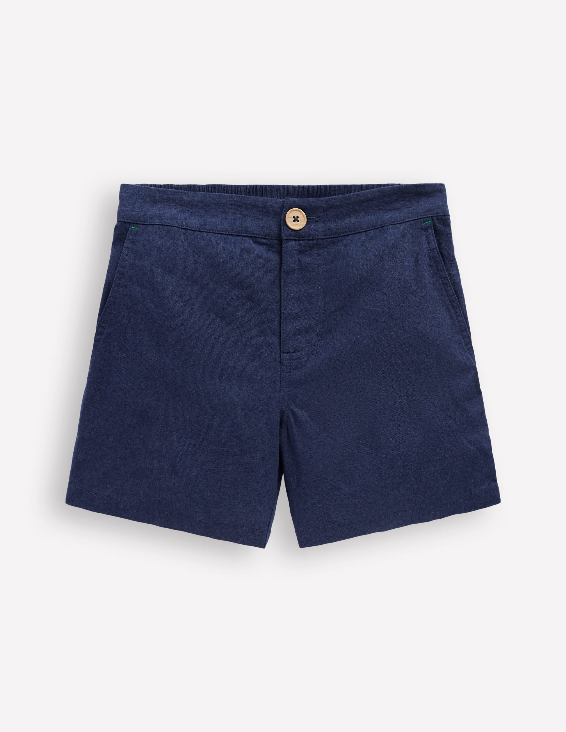Cotton Linen Shorts-Navy-1