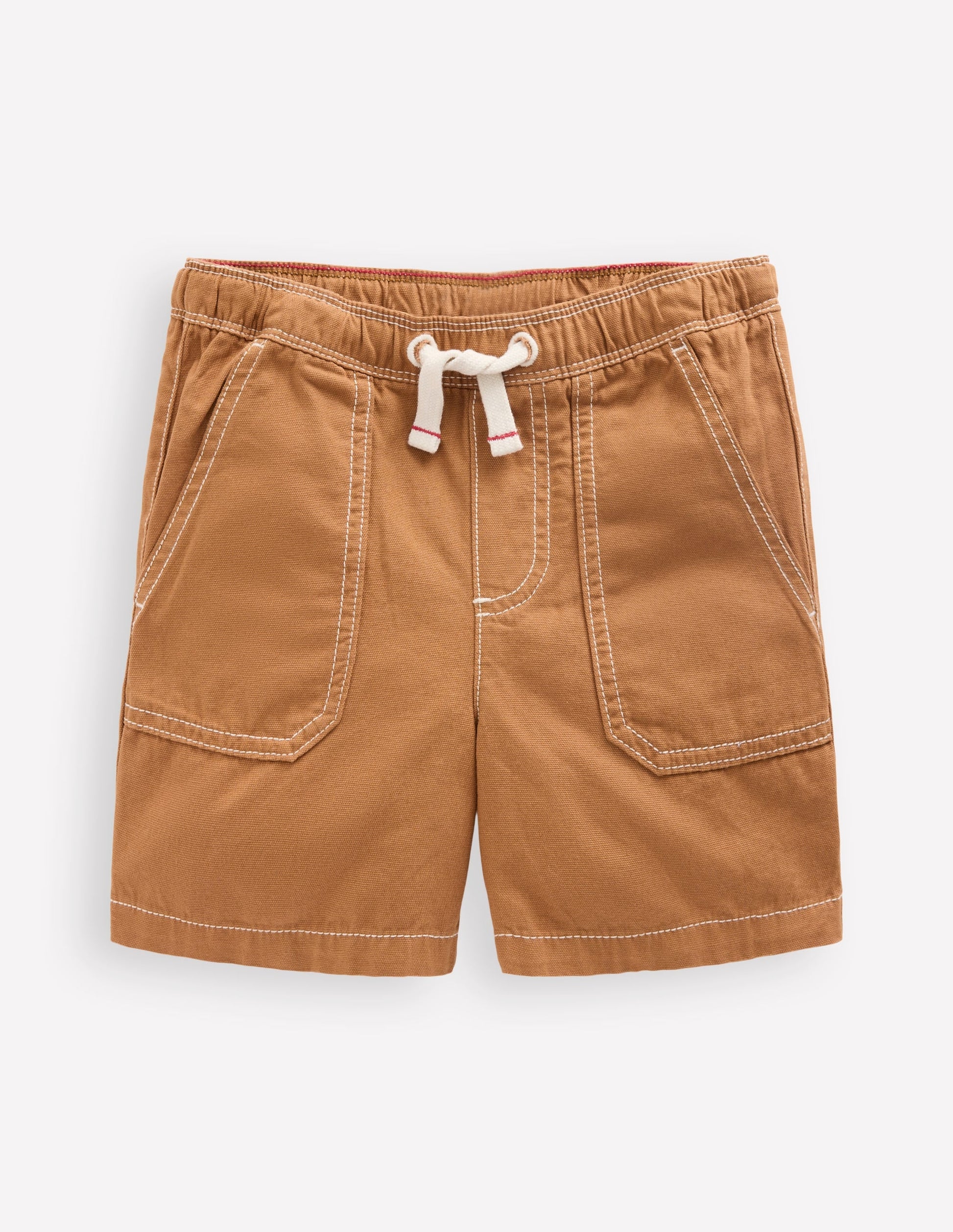 Pull-On Cotton Shorts-Butterscotch Brown-1