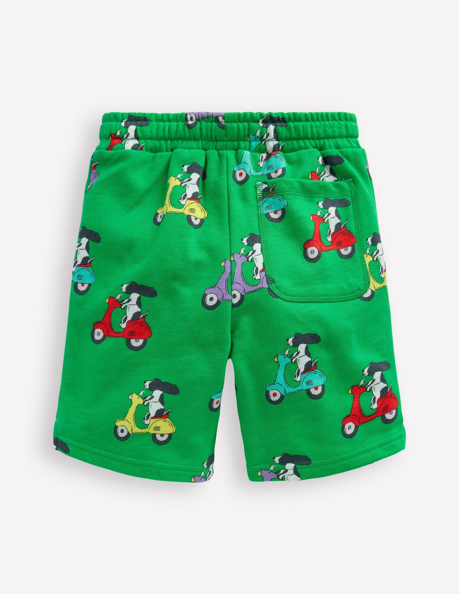 Printed Comfy Shorts-Sapling Green Puppy Scooter-2