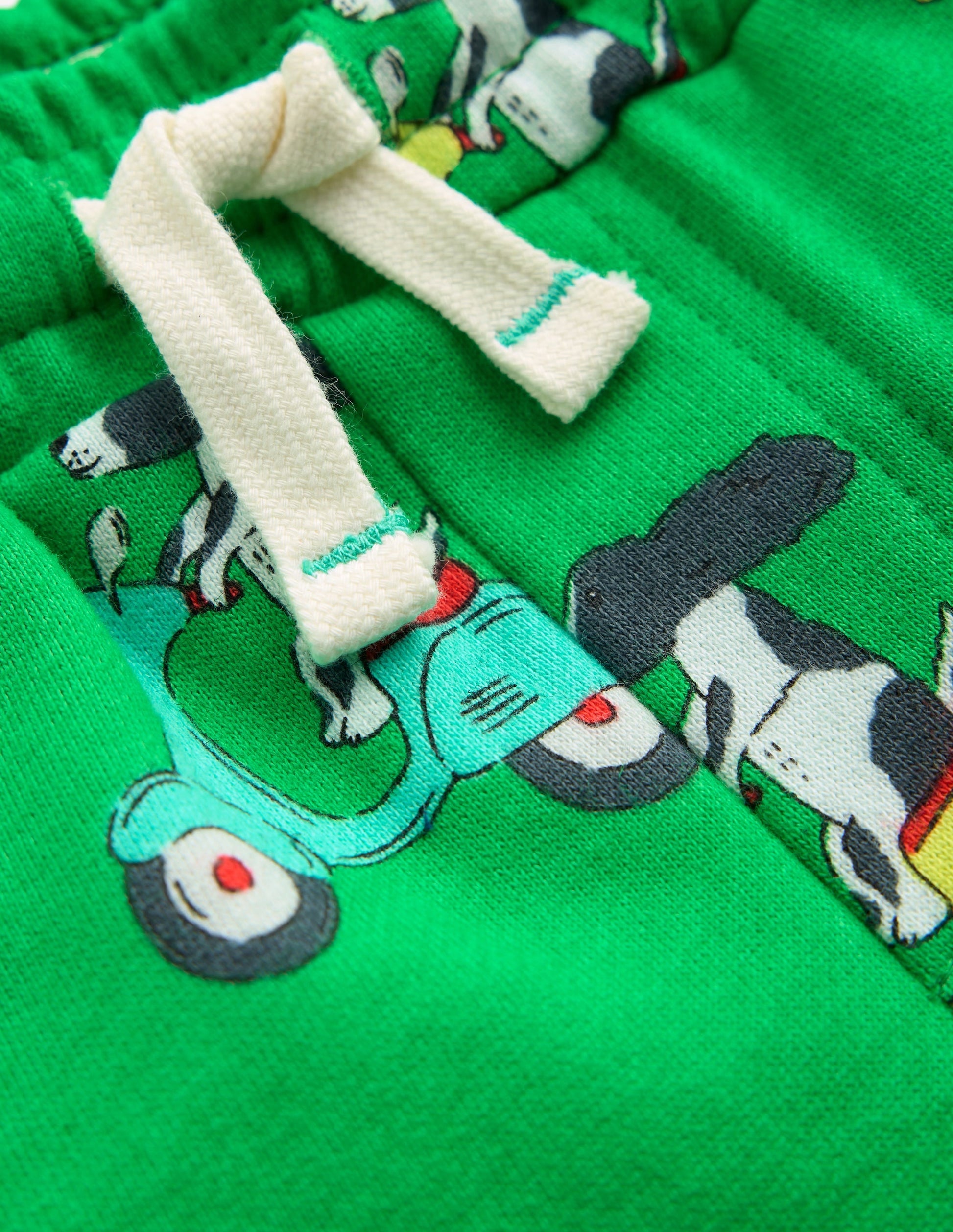 Printed Comfy Shorts-Sapling Green Puppy Scooter-3