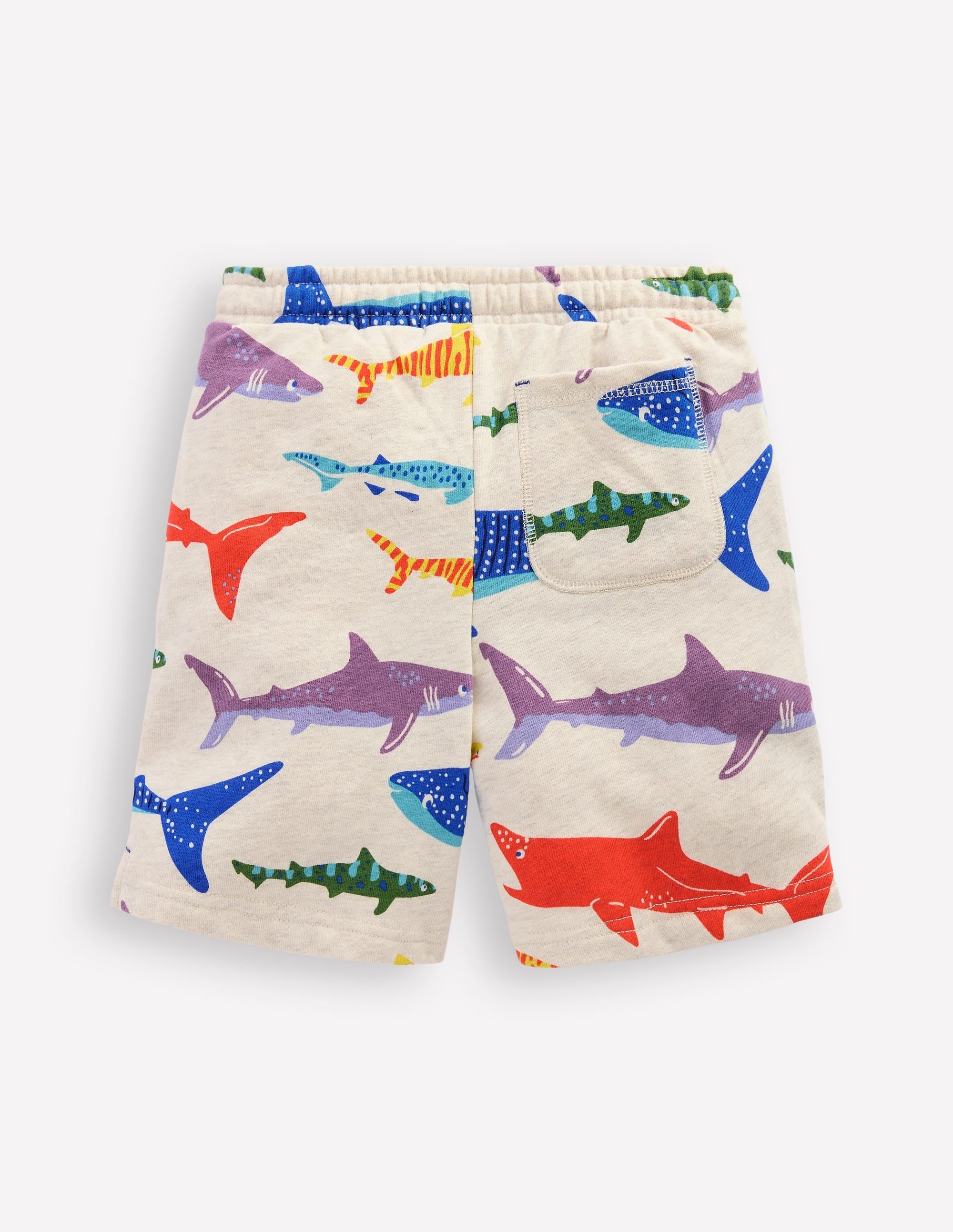 Printed Comfy Shorts-Oatmeal Marl Riso Shark - Image 2