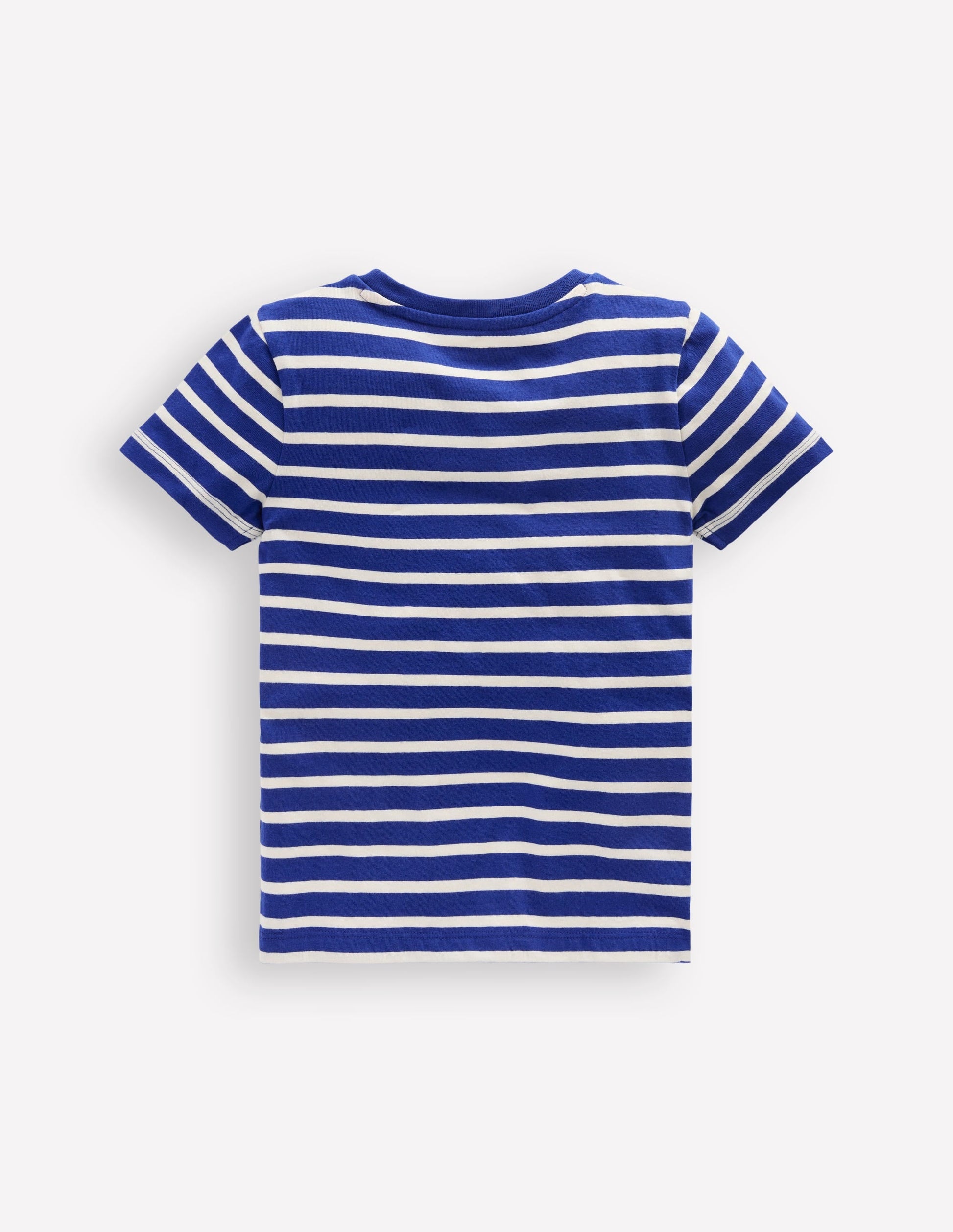 Short Sleeve Appliqué T-shirt-Caribbean Blue Stripe Dog-2