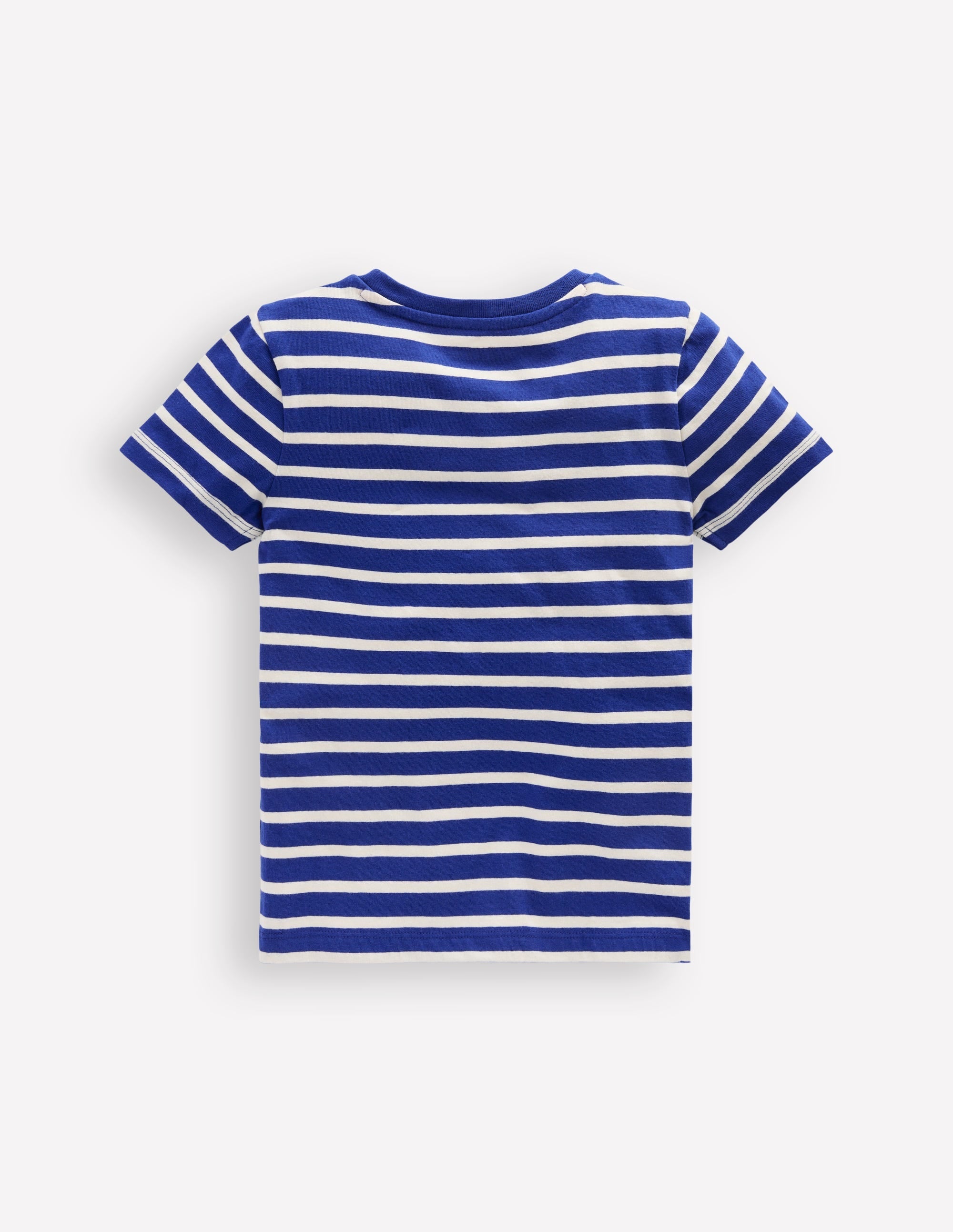 Short Sleeve Appliqué T-shirt-Caribbean Blue Stripe Dog - Image 2