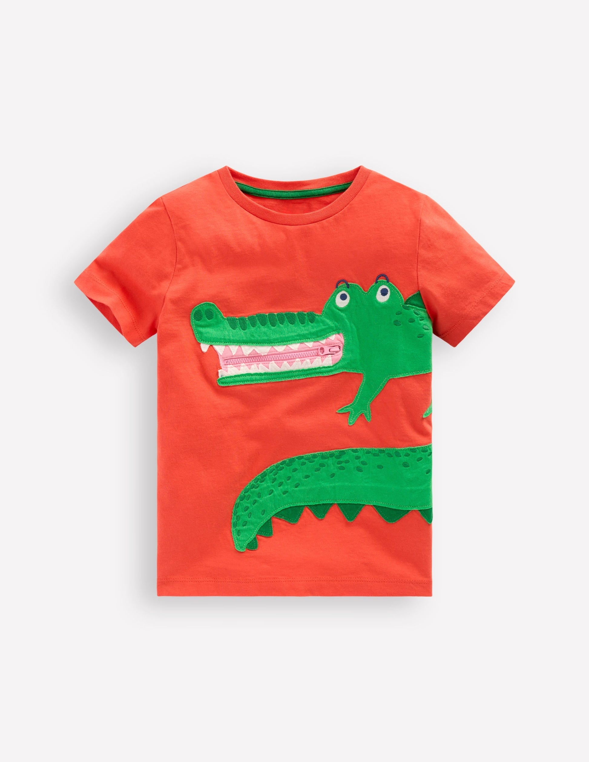 Zipper Applique T-Shirt-Kiln Orange Crocodile-2