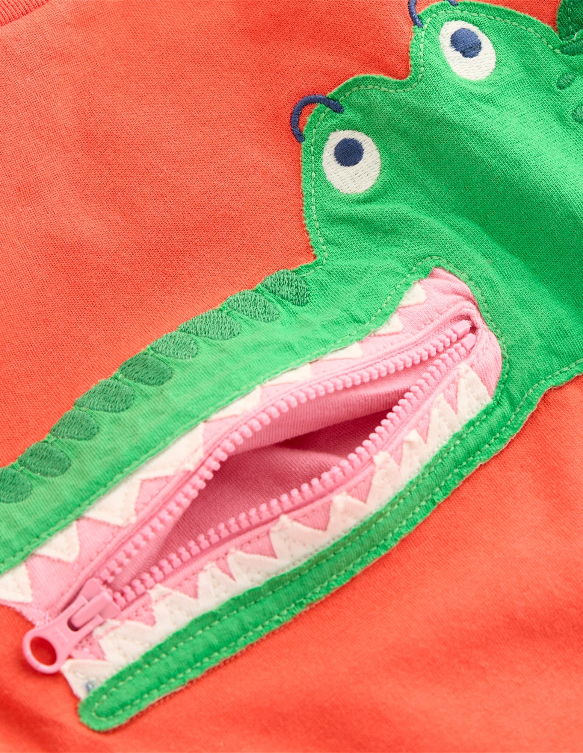 Zipper Applique T-Shirt-Kiln Orange Crocodile-4