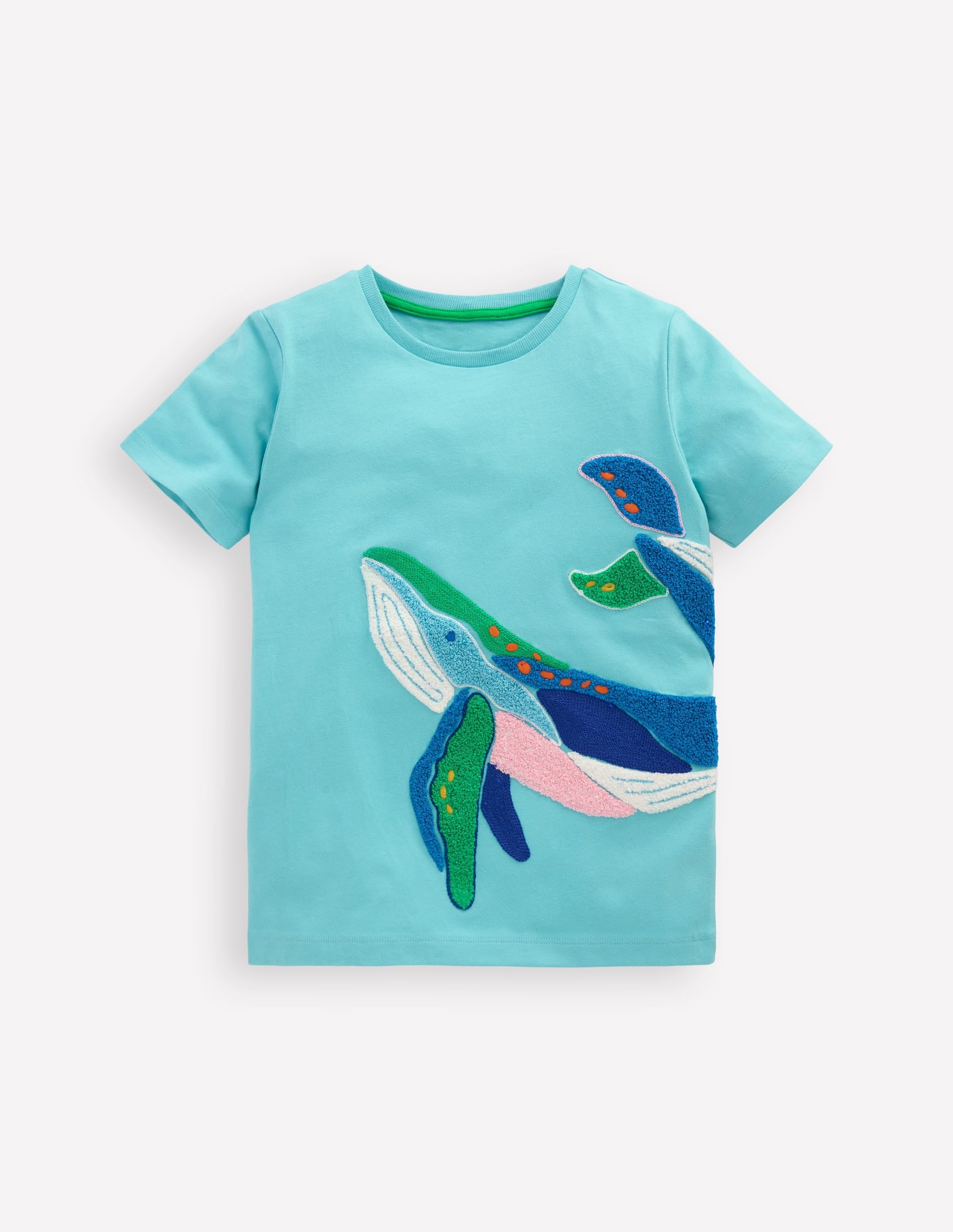 Chain Stitch T-Shirt-Caribbean Blue Whale - Image 1