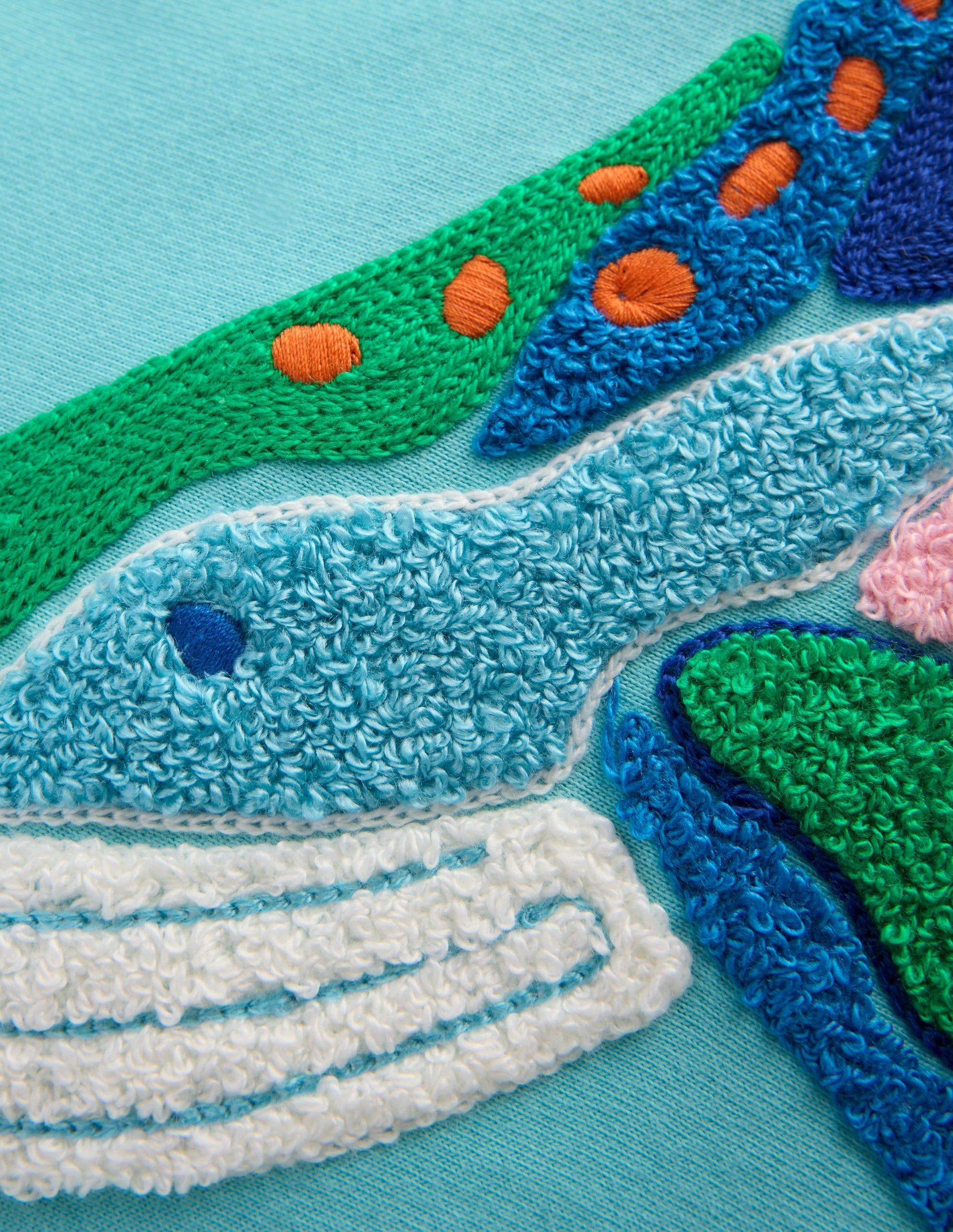 Chain Stitch T-Shirt-Caribbean Blue Whale-3