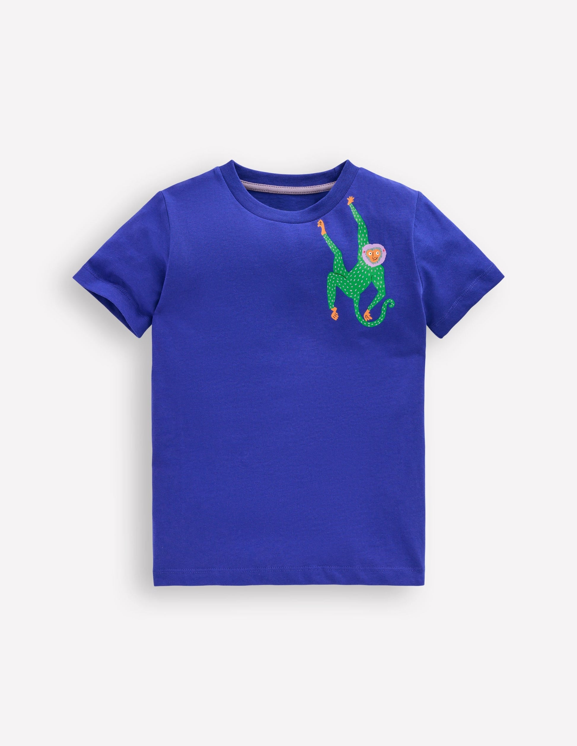 Front & Back Printed T-shirt-Bright Blue Jungle Animals-1