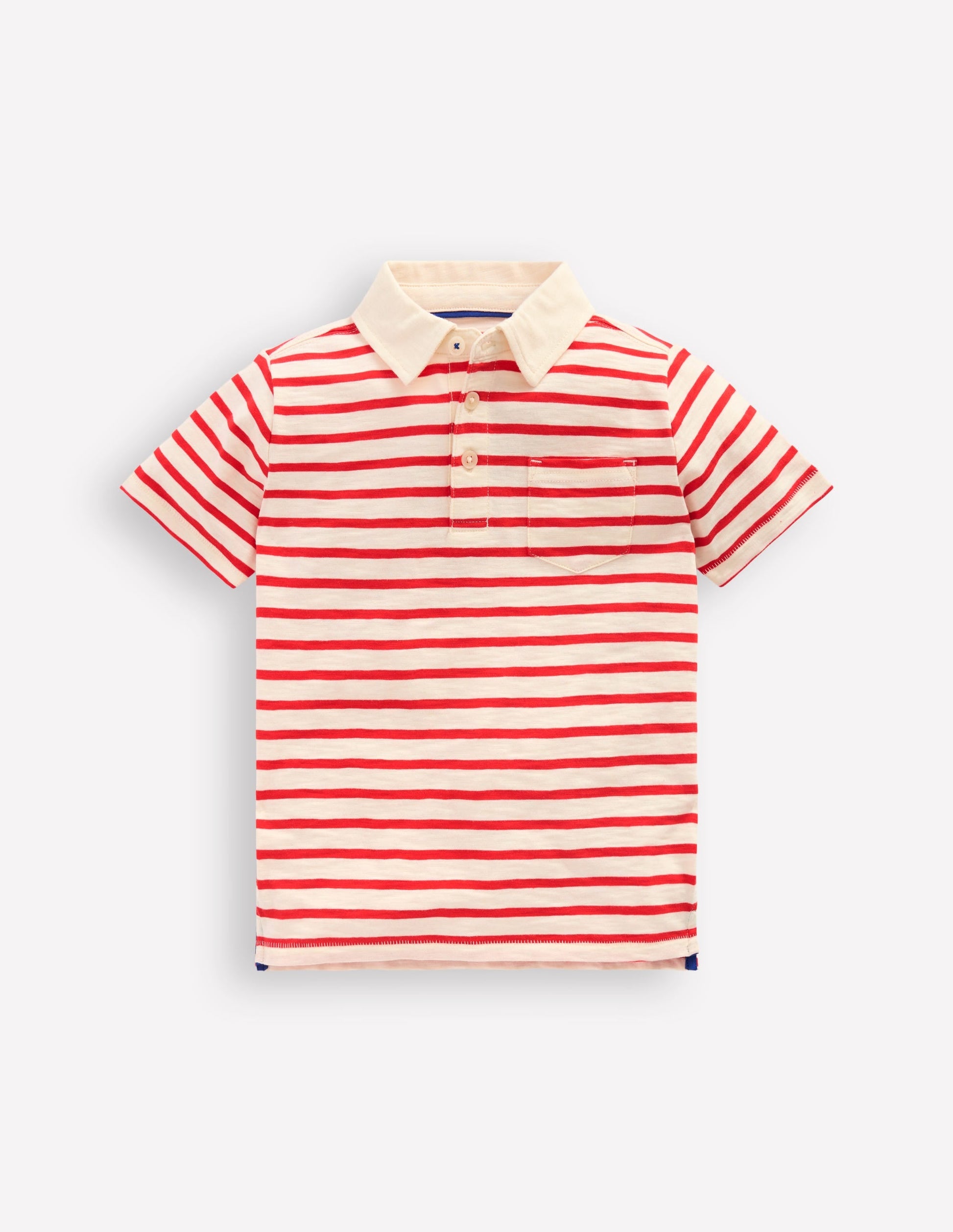 Slub Polo Shirt-Poppy Red/ Ivory-1