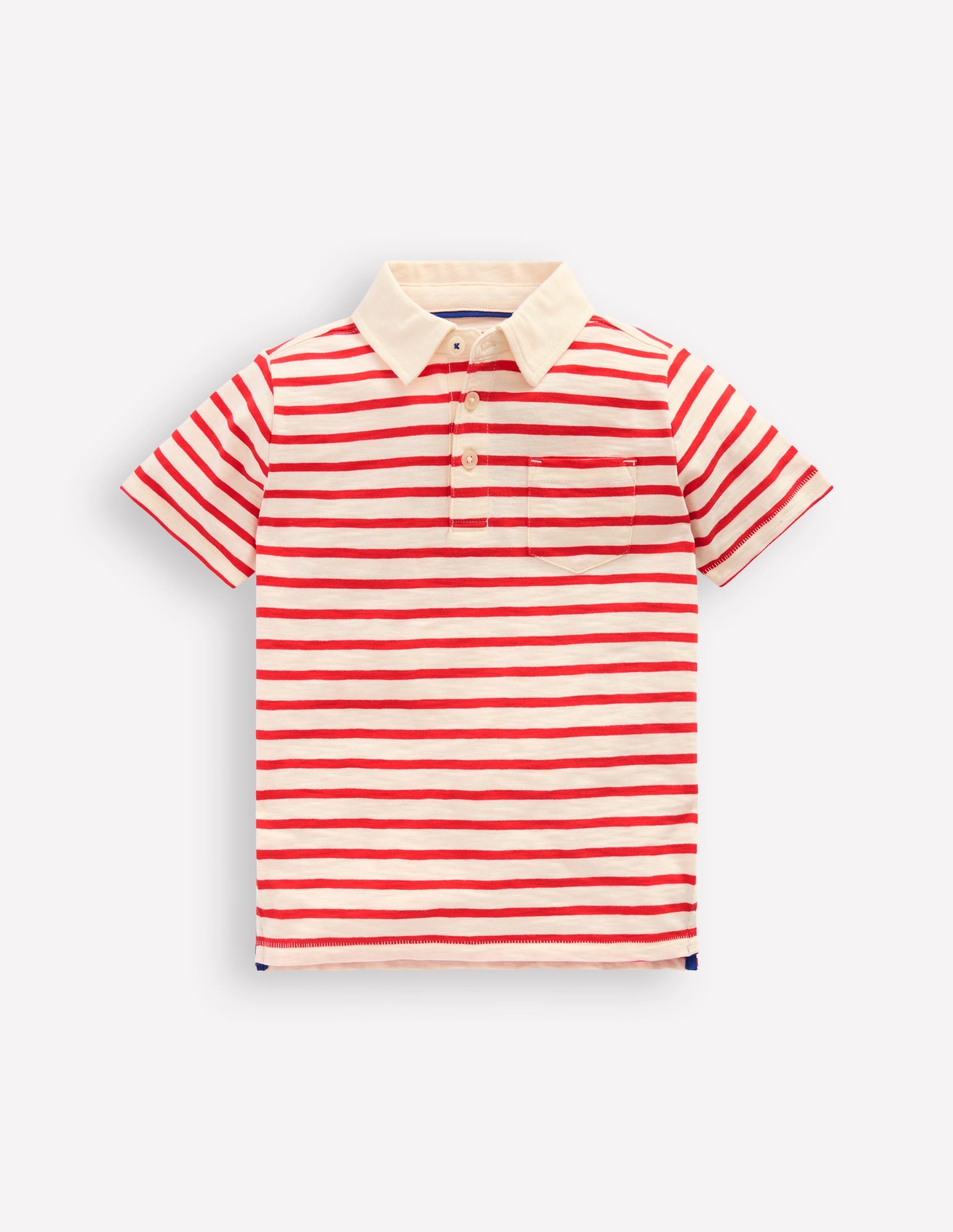 Slub Polo Shirt-Poppy Red/ Ivory - Image 1