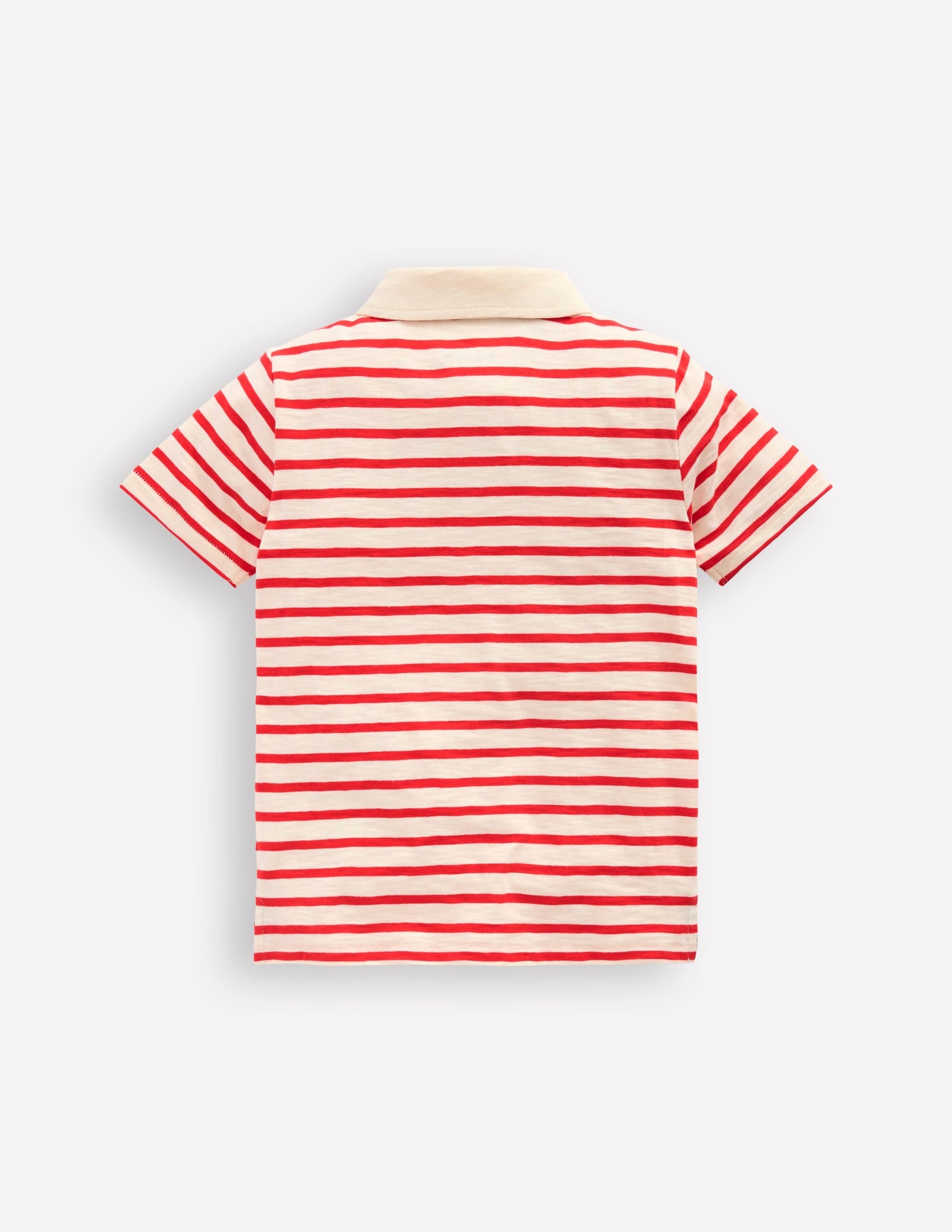 Slub Polo Shirt-Poppy Red/ Ivory-2