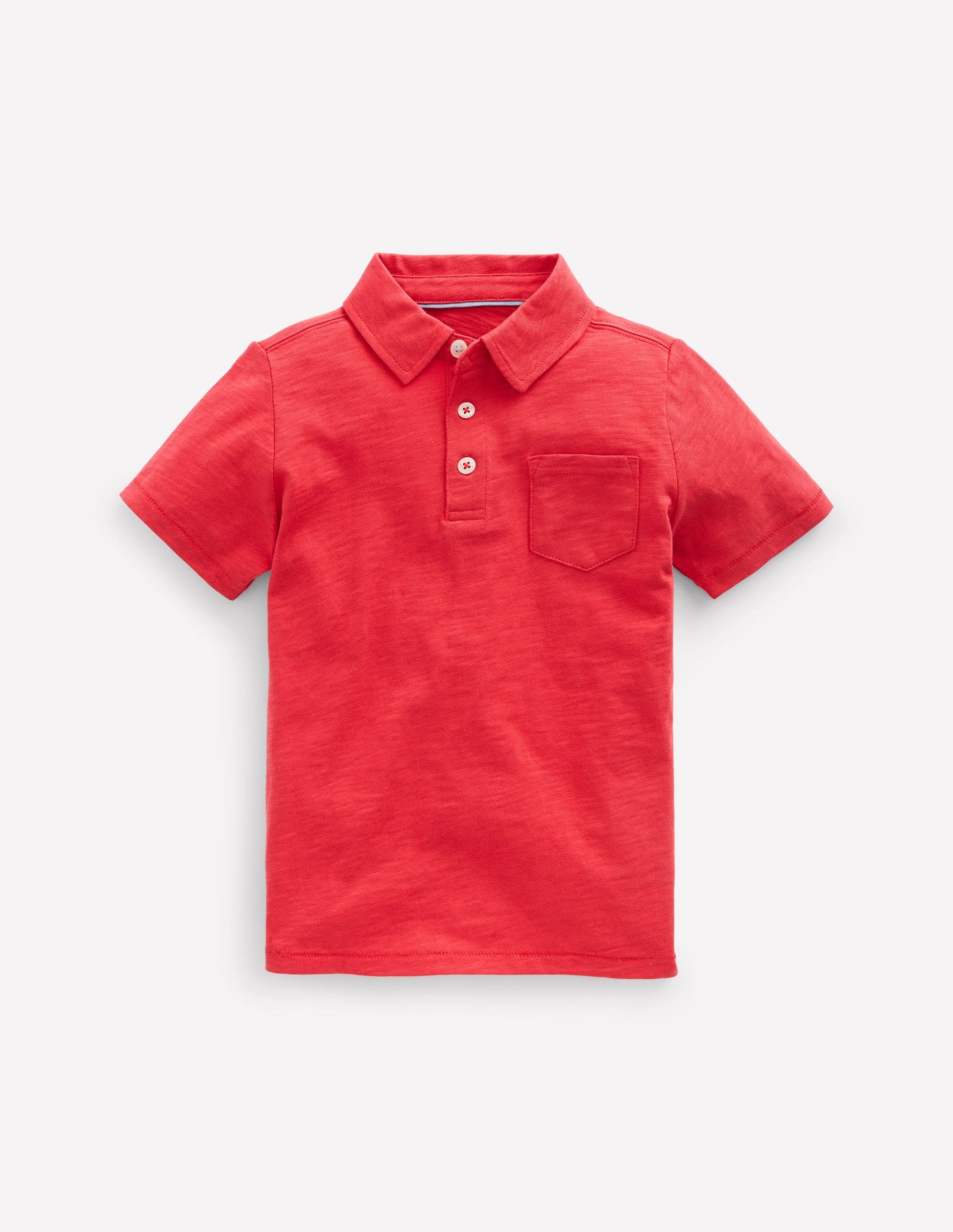 Slub Polo Shirt-Cherry Tomato Red-2