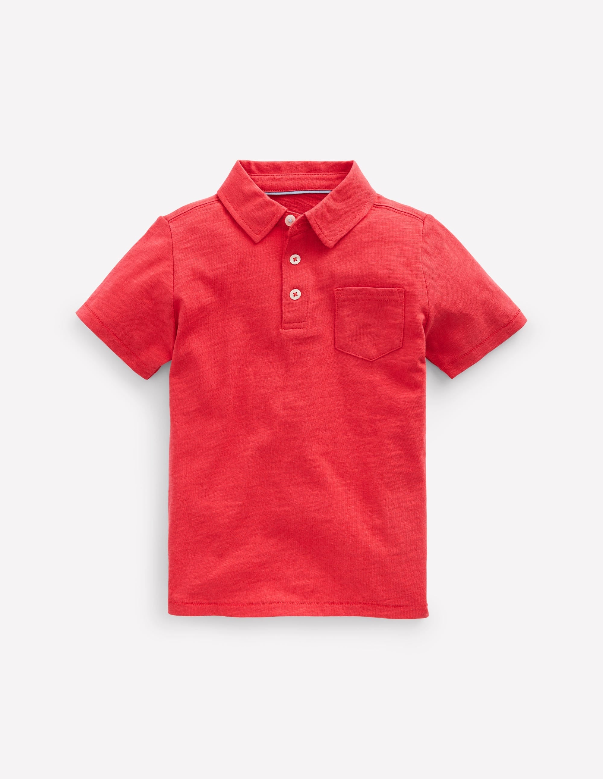 Slub Polo Shirt-Cherry Tomato Red - Image 2