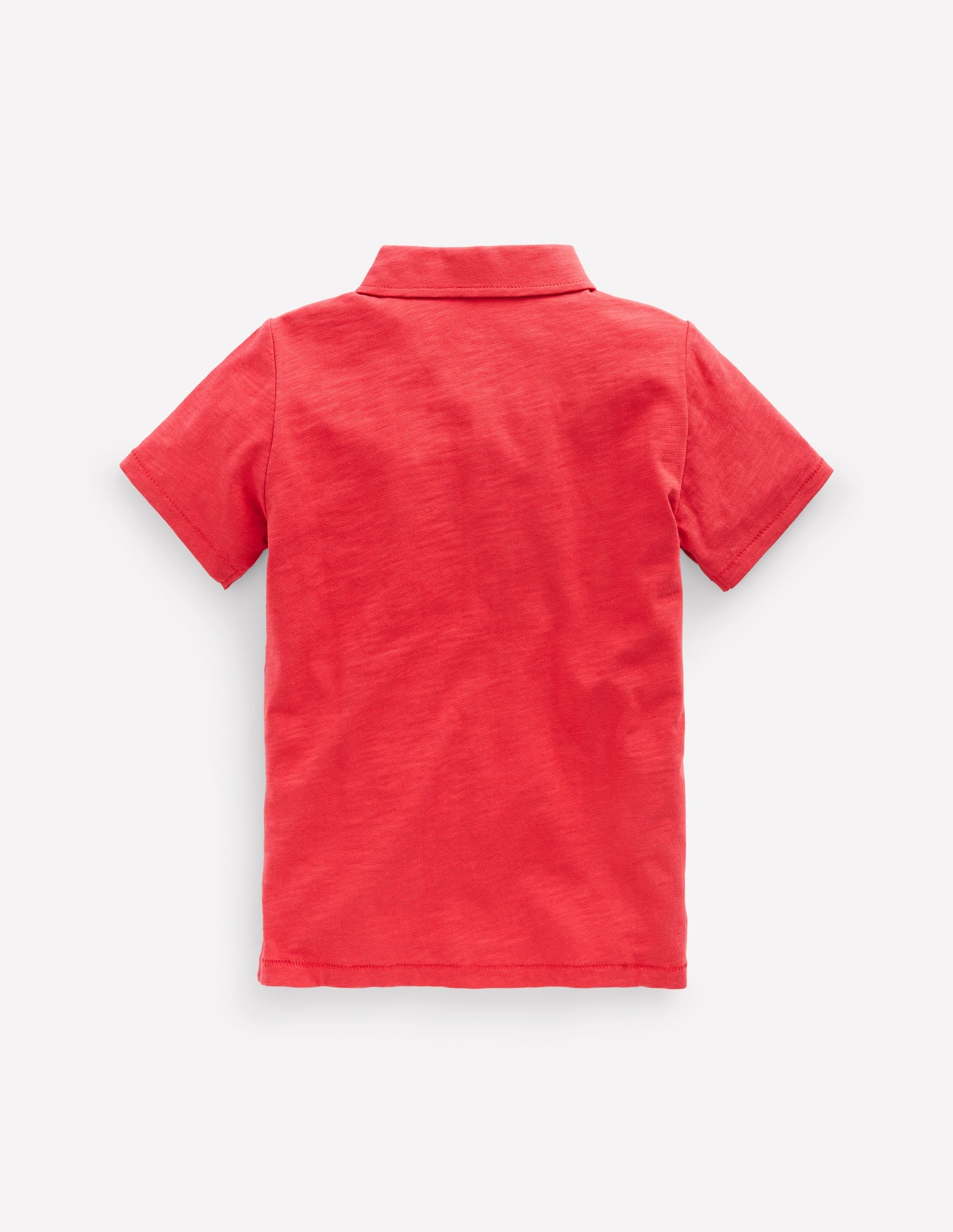 Slub Polo Shirt-Cherry Tomato Red - Image 3