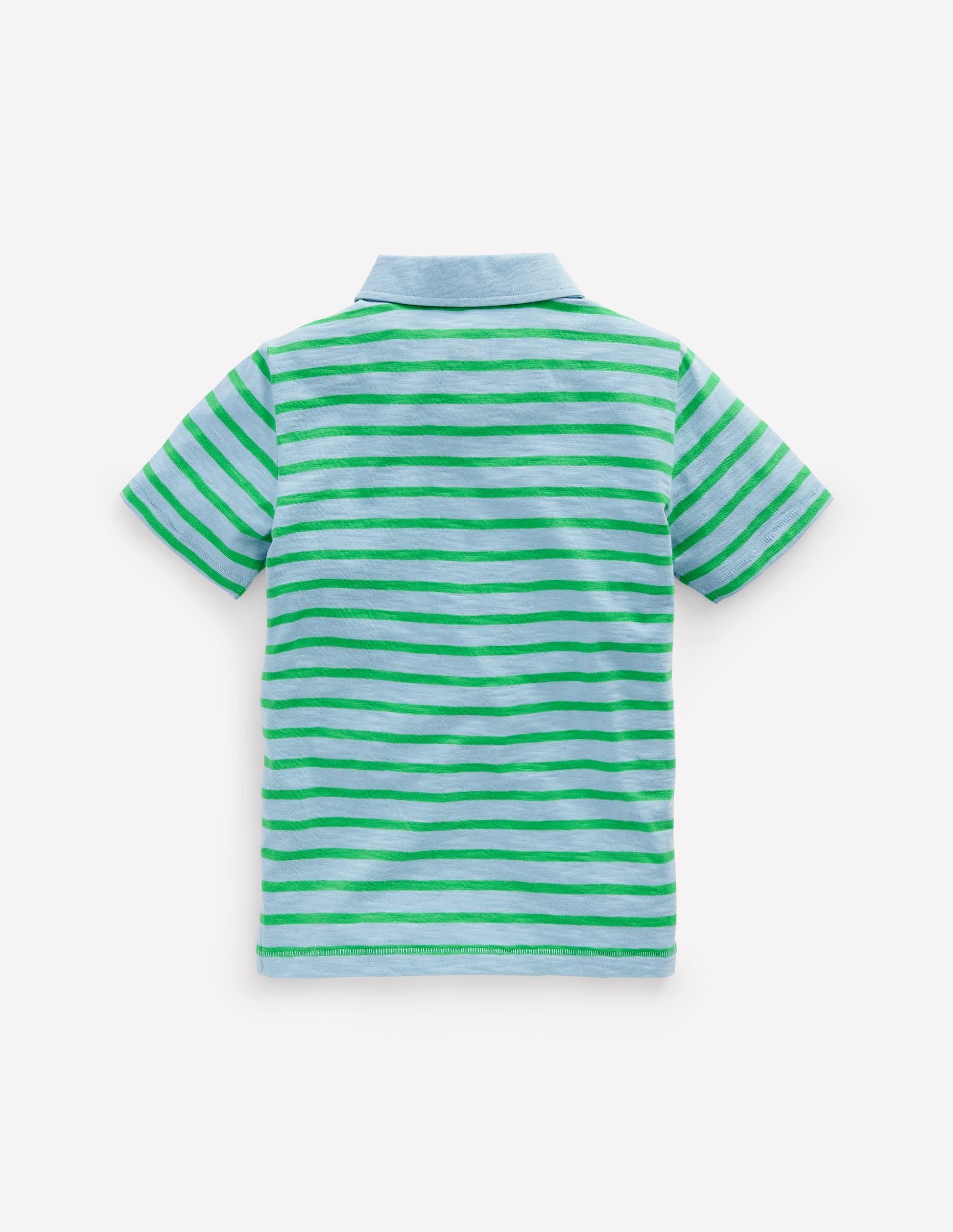 Slub Polo Shirt-Sky Blue/ Sapling Green-2