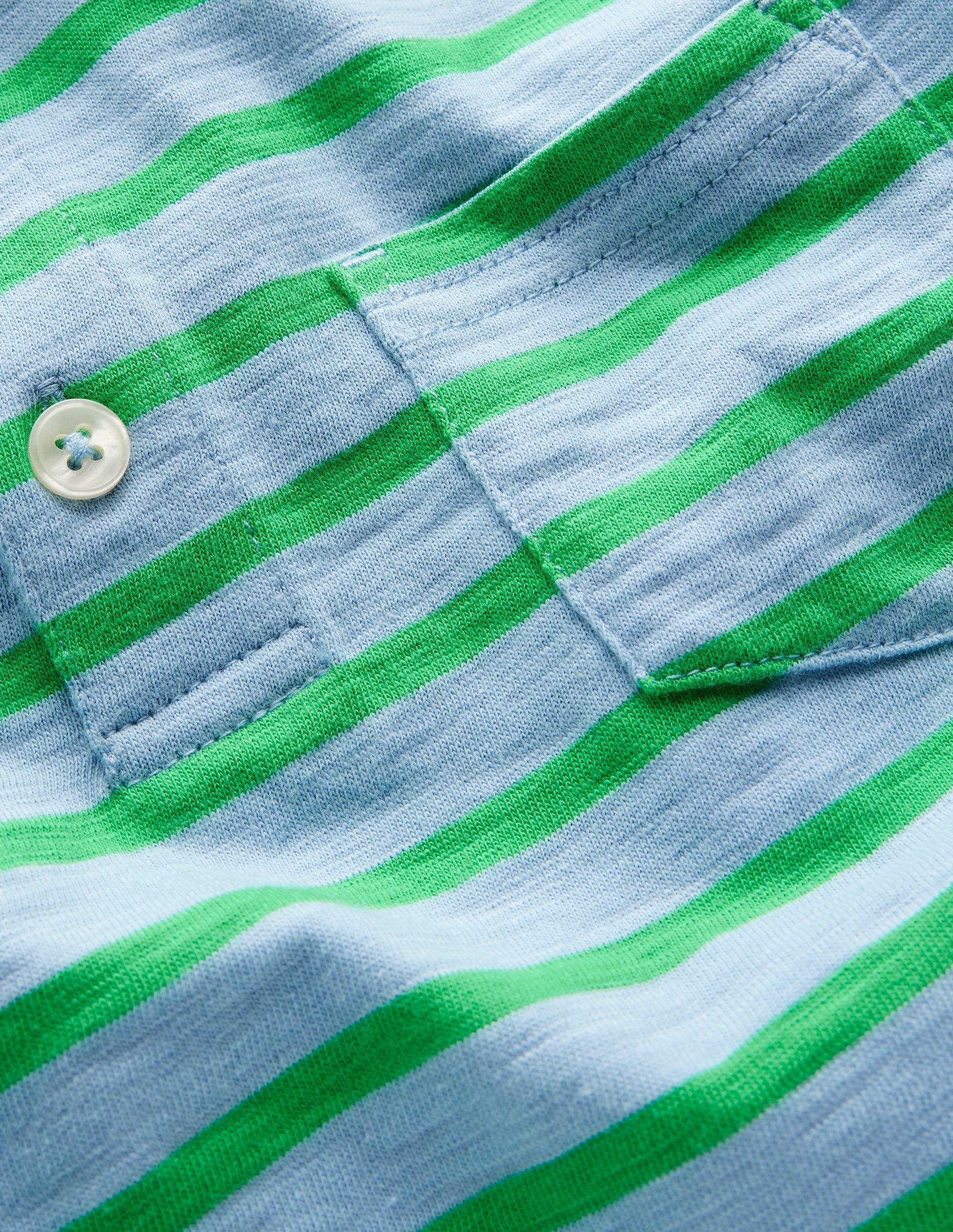 Slub Polo Shirt-Sky Blue/ Sapling Green - Image 3