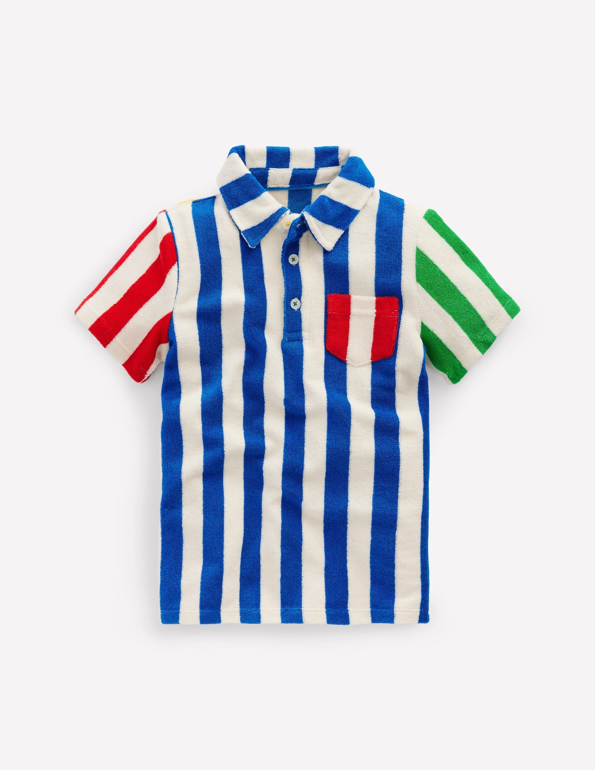 Towelling Polo Shirt-Hotchpotch Stripe-1