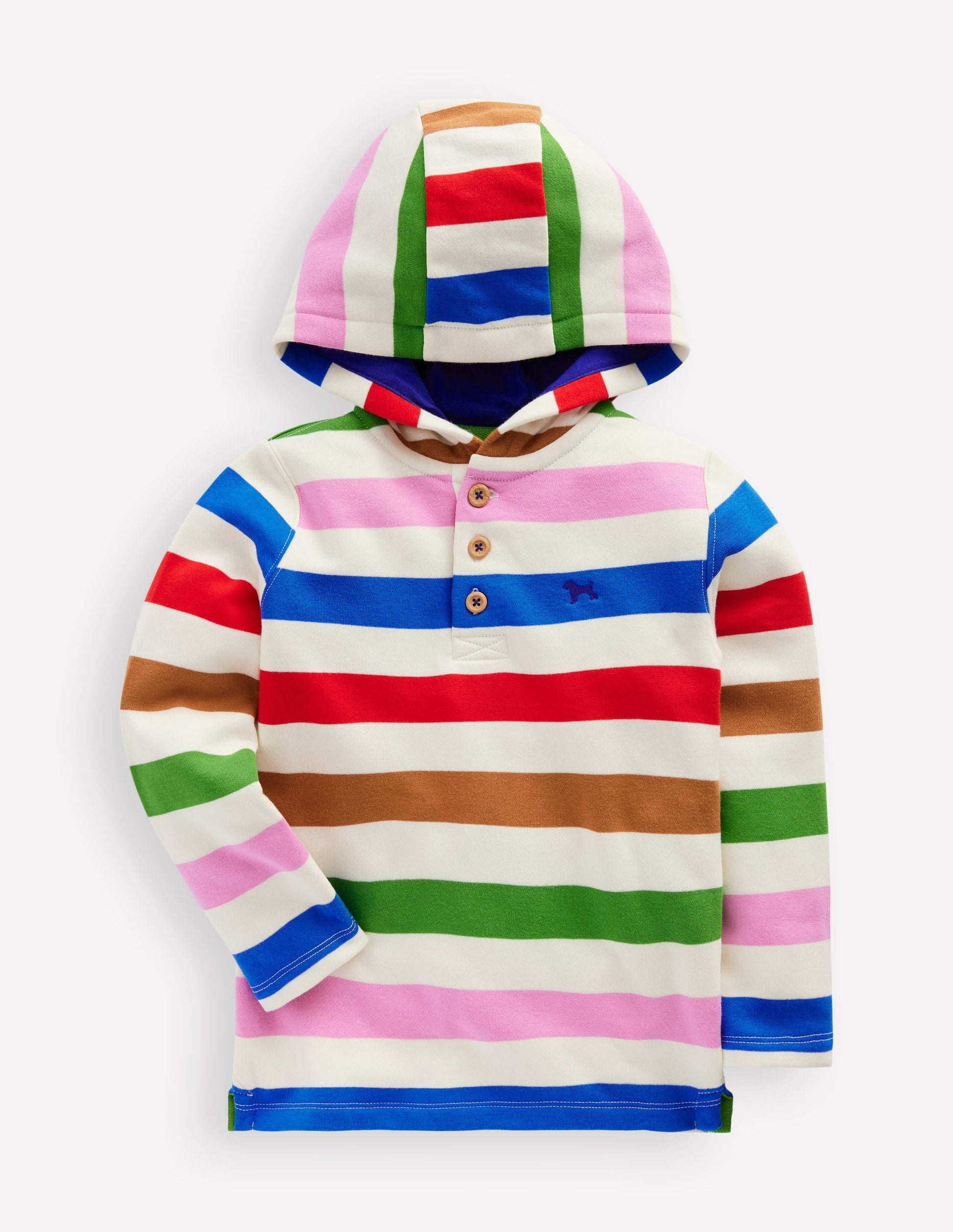 Button Down Hoodie-Gallery Blue Multi Stripe-1