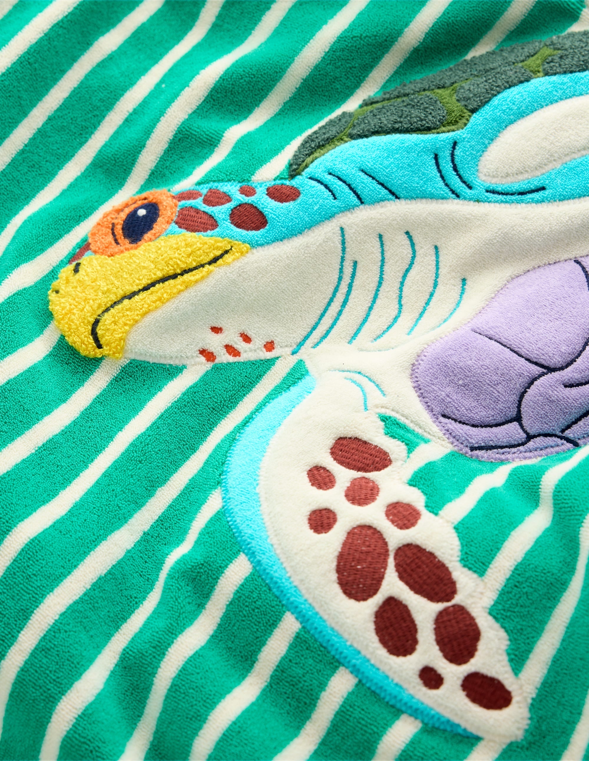 Appliqué Towelling Throw-on-Aquamarine Blue Turtle - Image 4