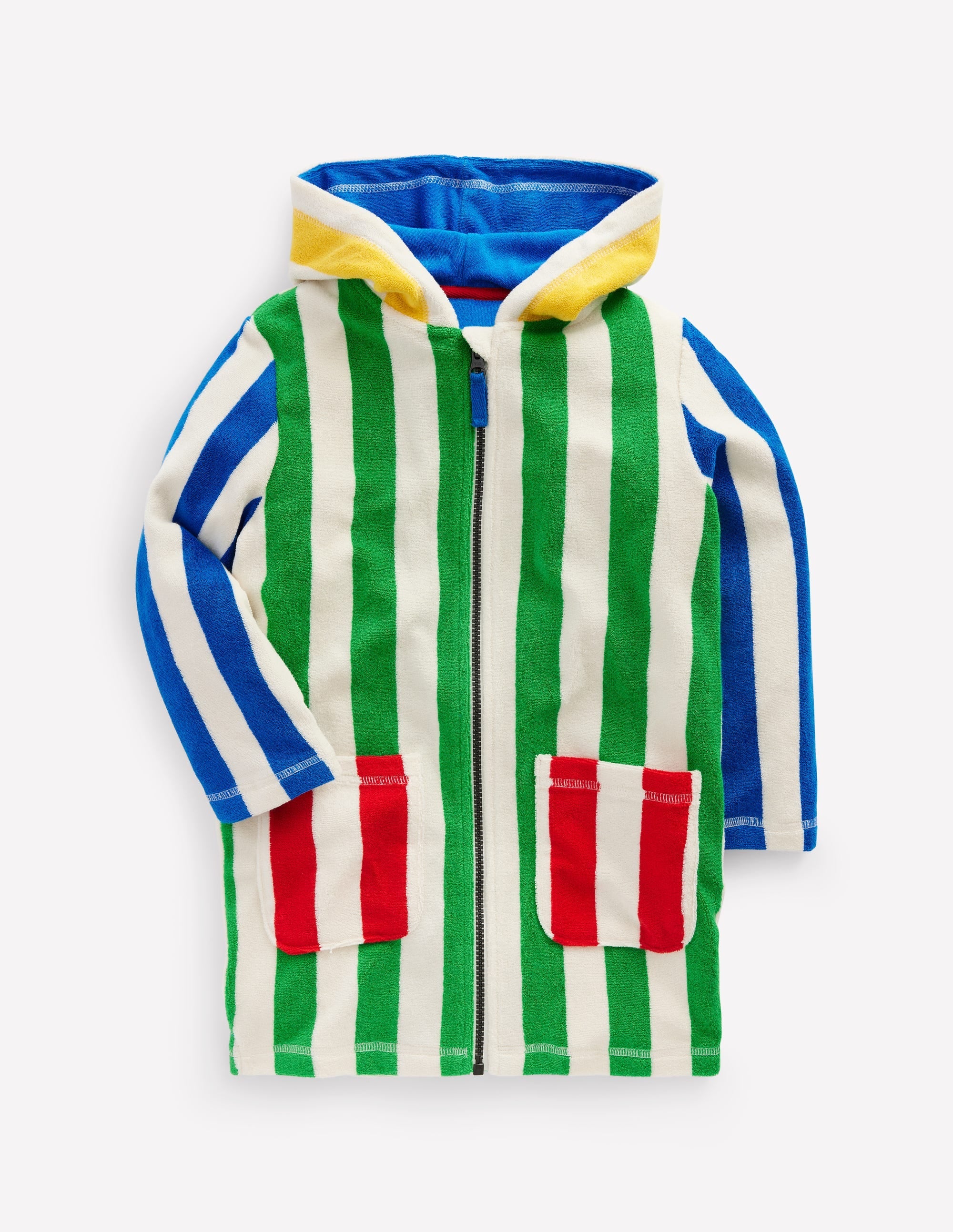 Towelling Zip-Up Throw-On-Highland Green Colourblock - Image 3