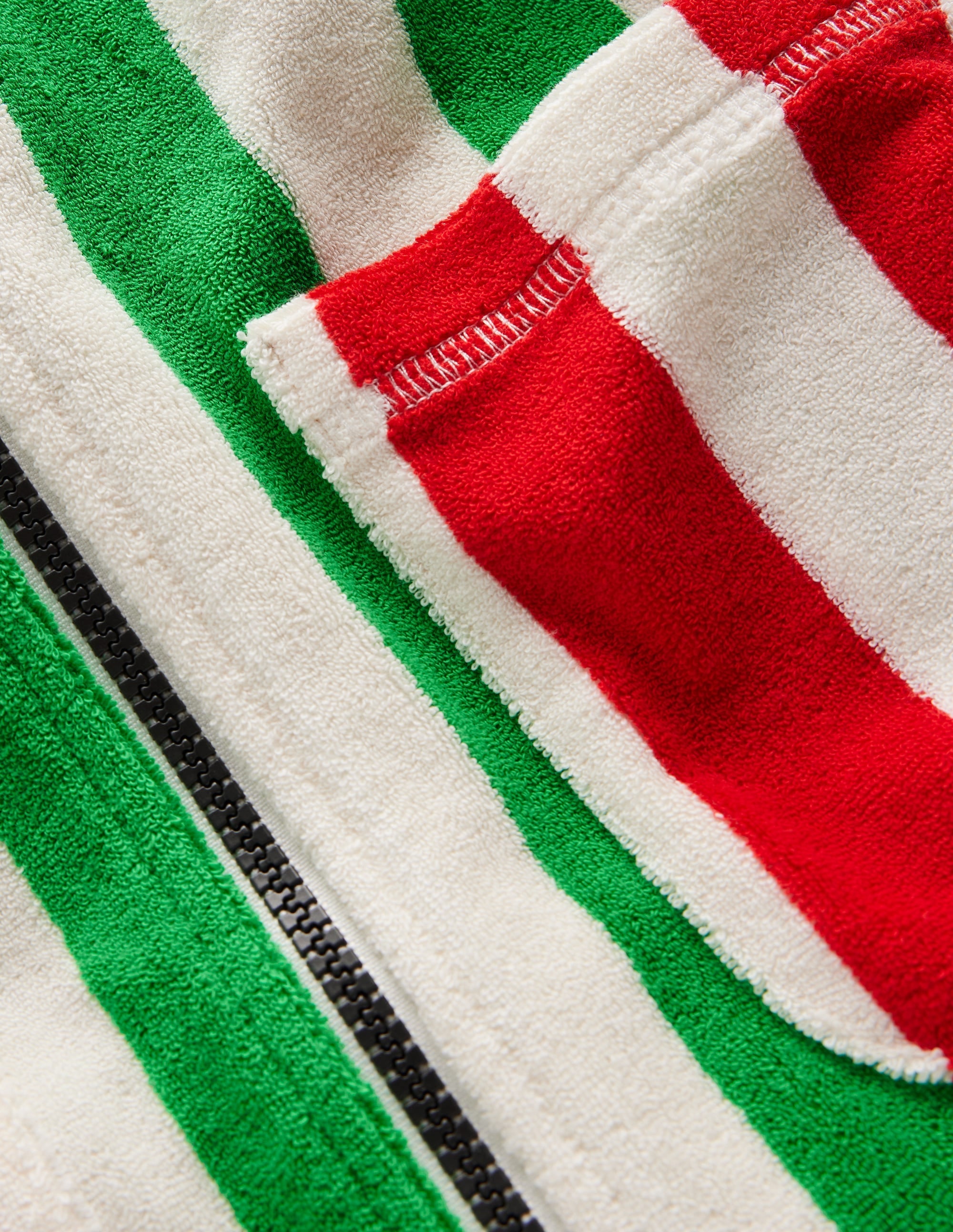 Towelling Zip-Up Throw-On-Highland Green Colourblock - Image 5