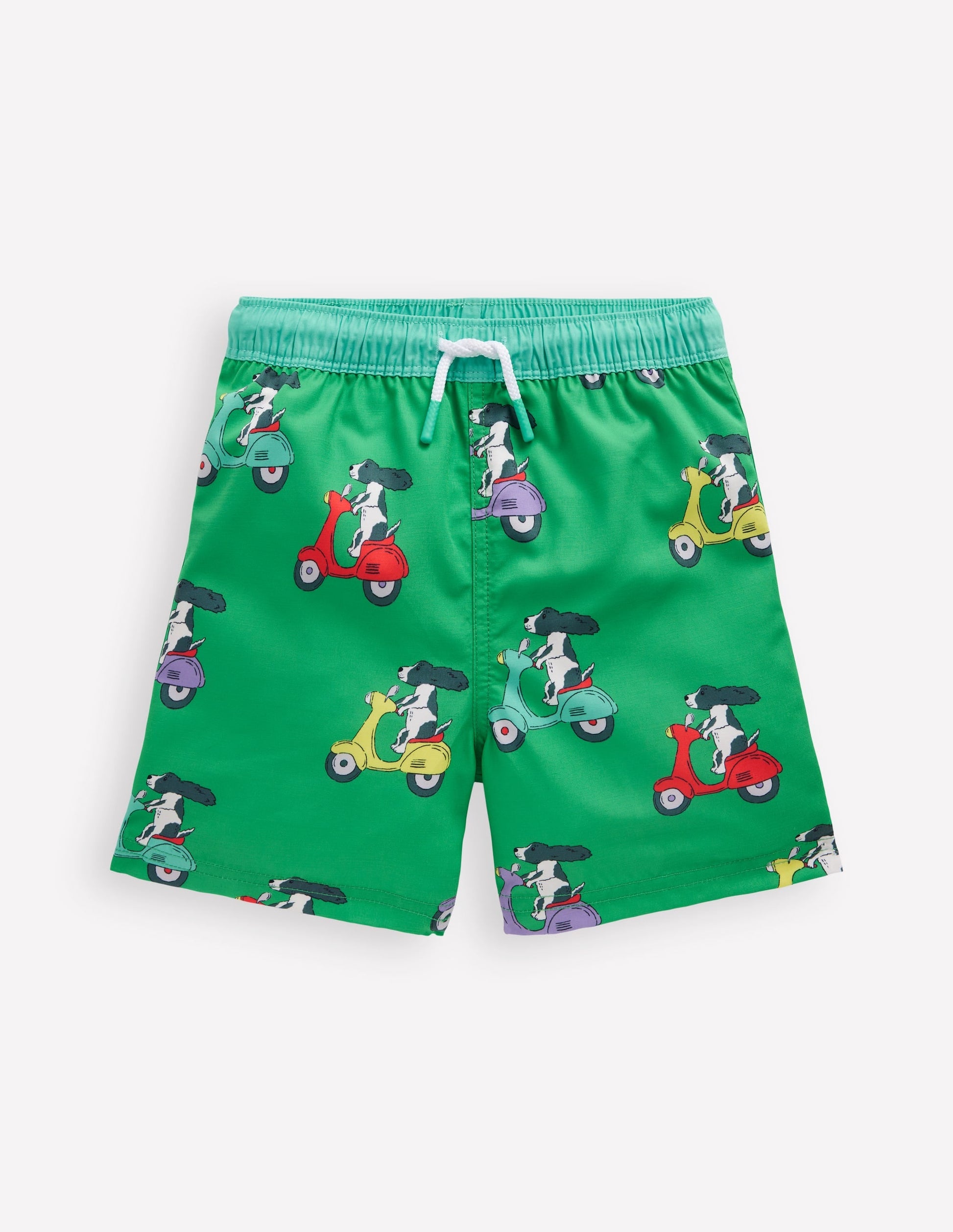 Swim Shorts-Sapling Green Puppy Scooters-1