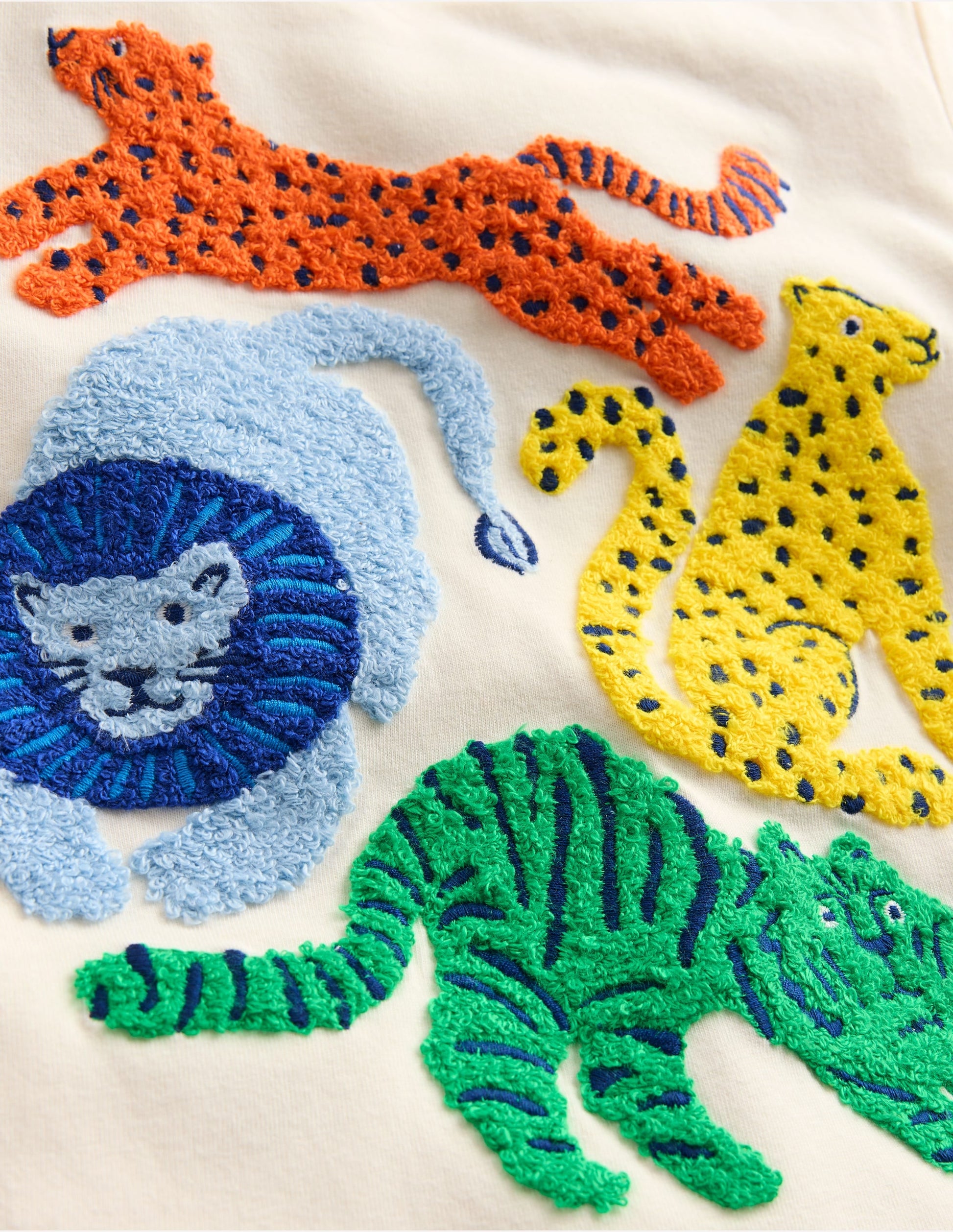 Short Sleeve Bouclé T-shirt-Soft Ivory Big Cats-3