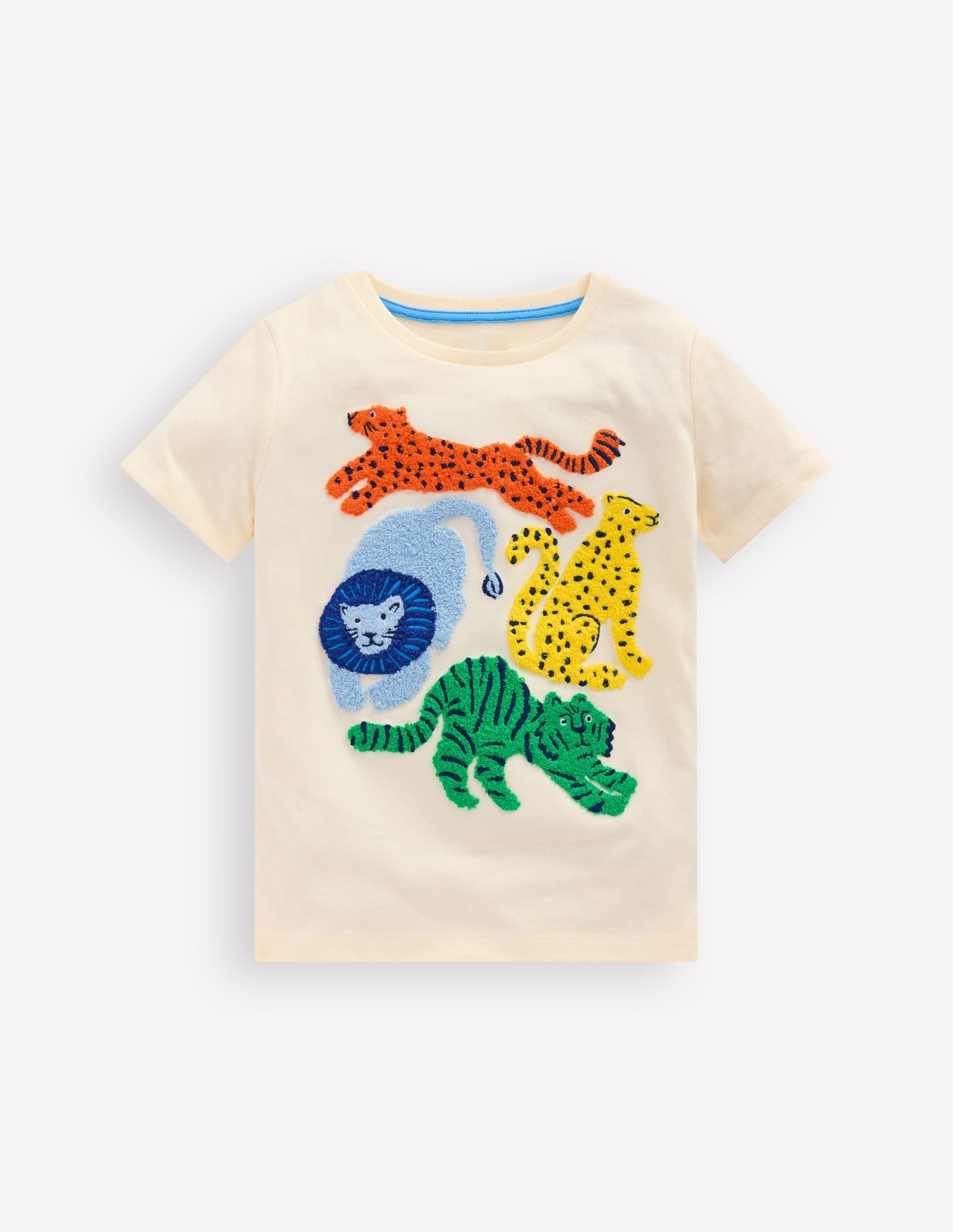 Short Sleeve Bouclé T-shirt-Soft Ivory Big Cats-1