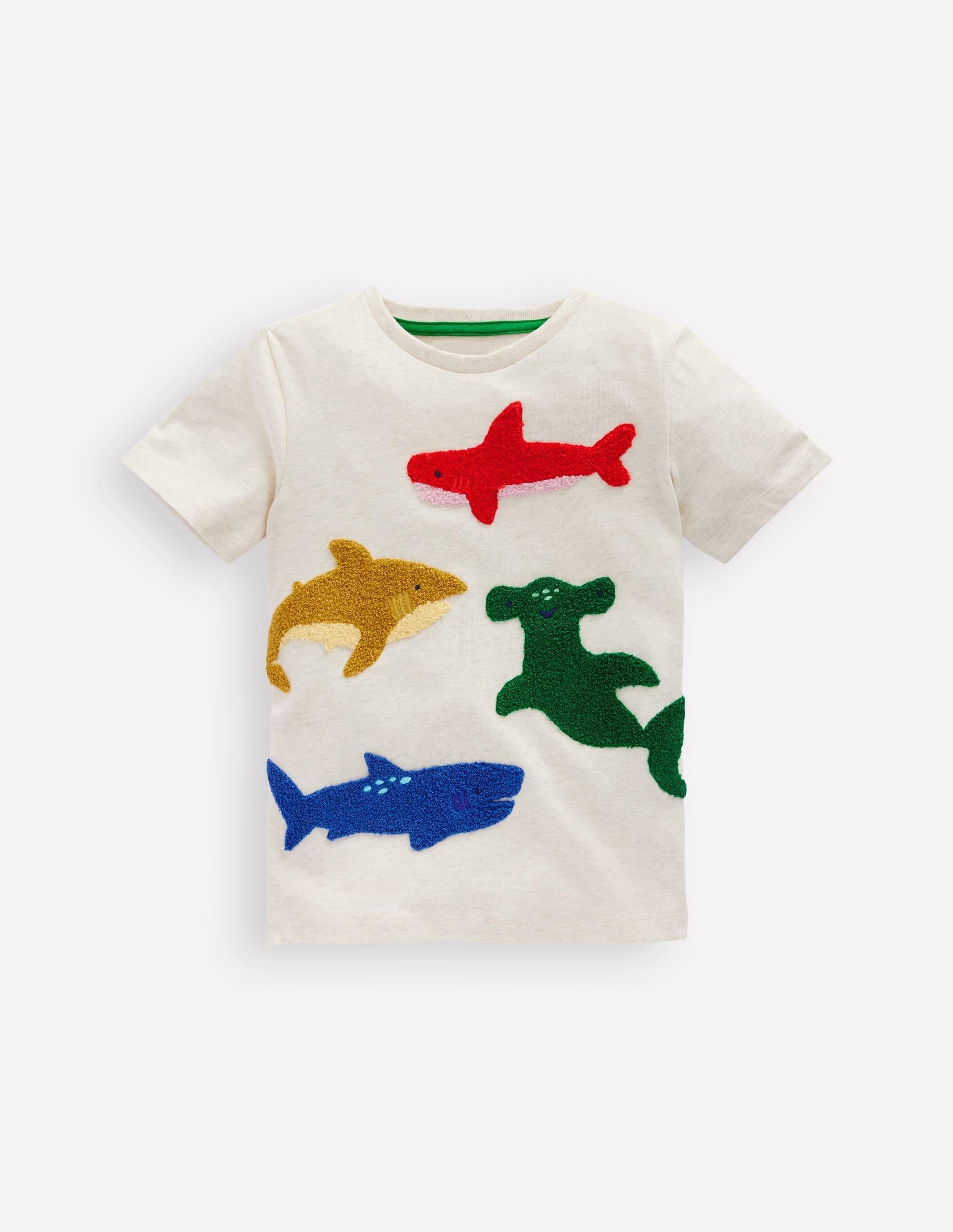 Short Sleeve Bouclé T-shirt-Ivory Sharks - Image 2