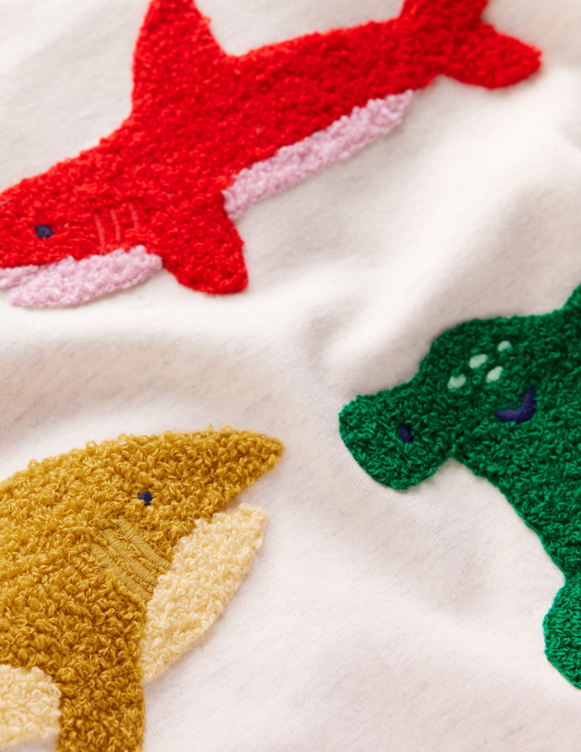 Short Sleeve Bouclé T-shirt-Ivory Sharks - Image 4