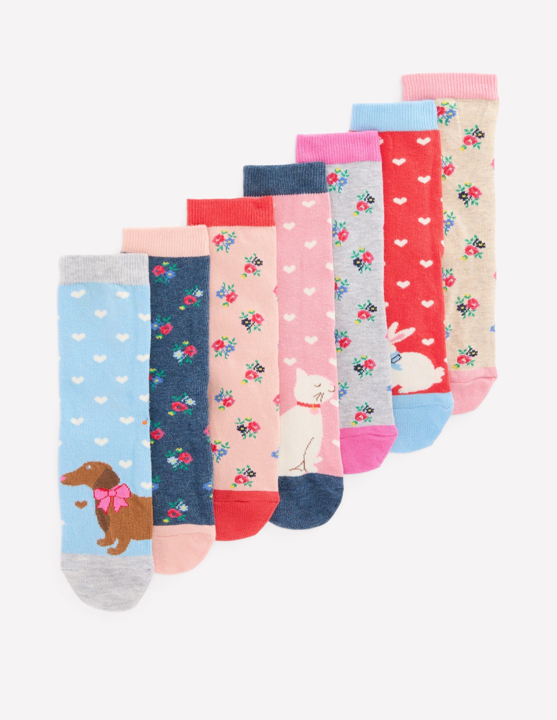 Socks 7 Pack-Valentines Animals-1