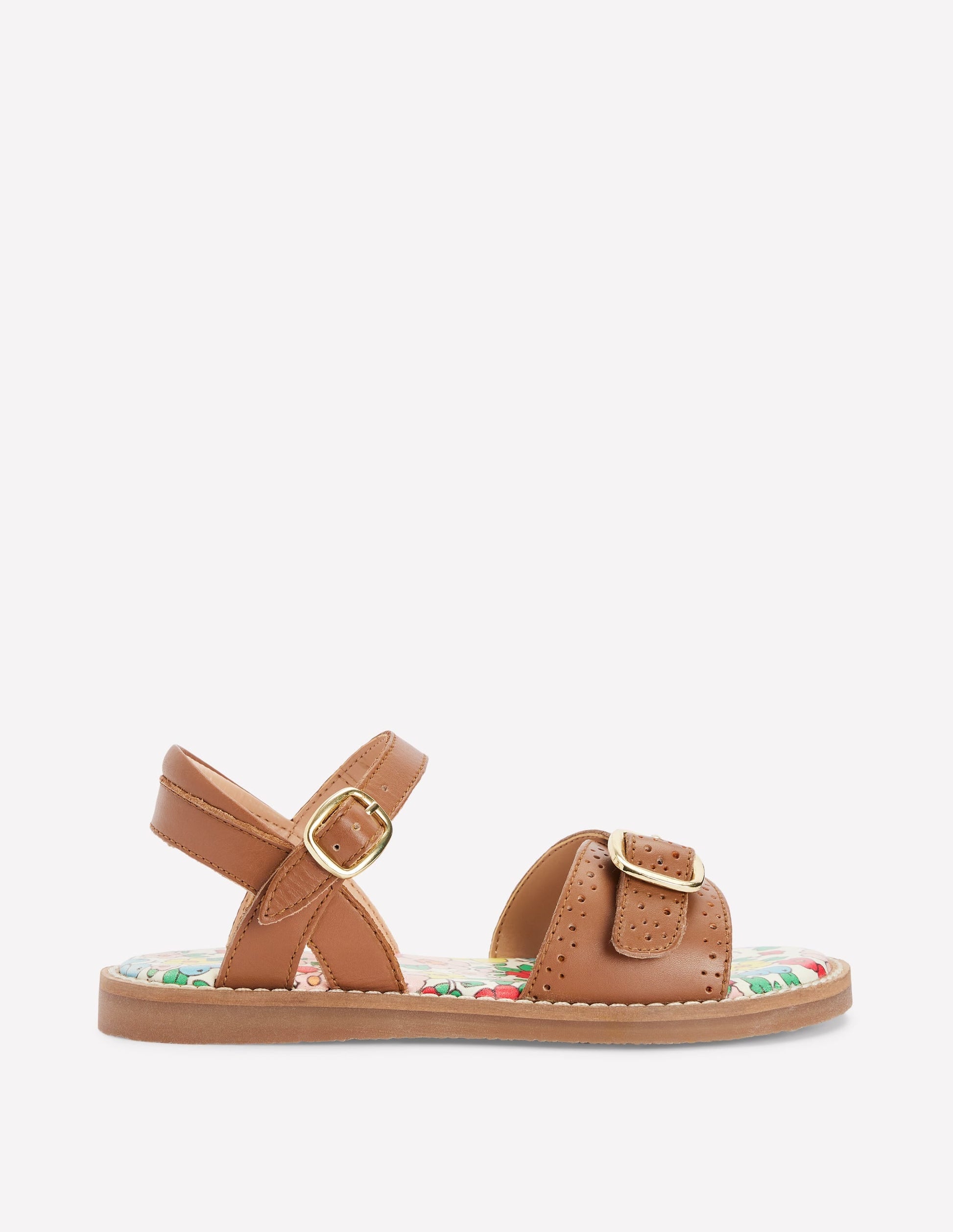 Leather Buckle Sandals-Tan-1