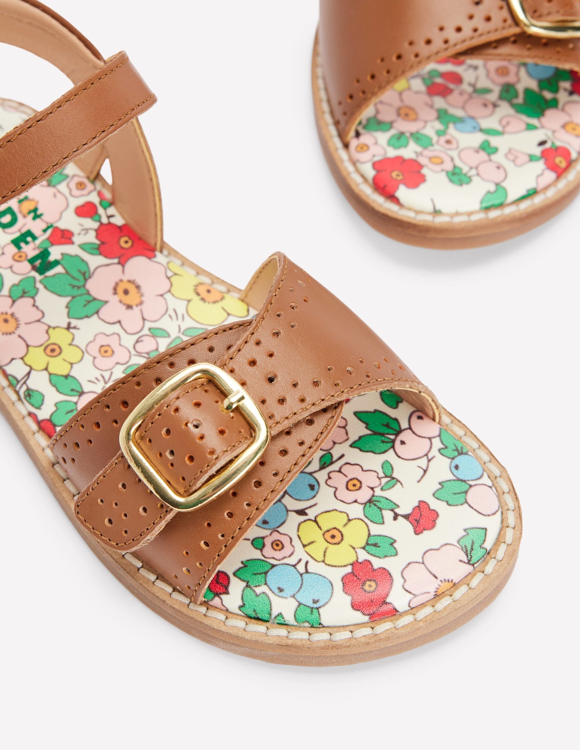Leather Buckle Sandals-Tan-3